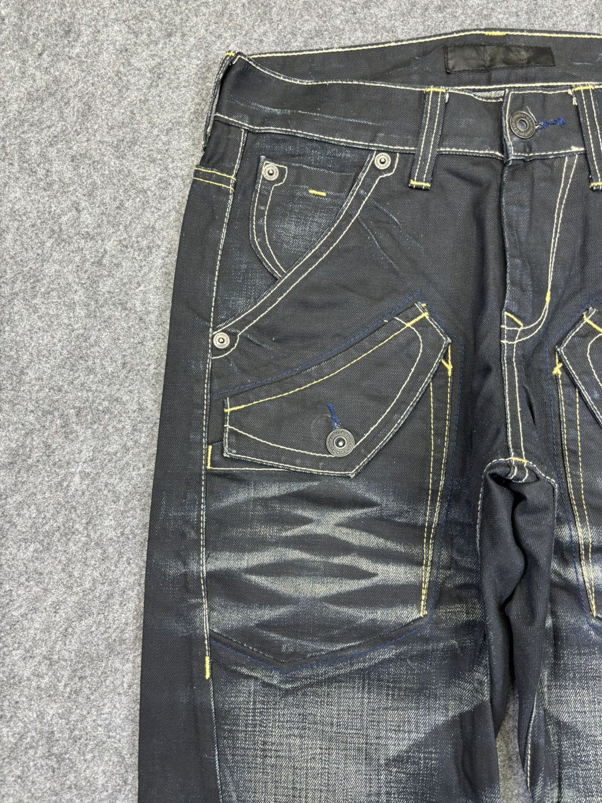 Japanese Brand 💥Sick Back Number Multipockets Indigo Stone Wash Denim F718 Size US 32 / EU 48 - 5 Thumbnail