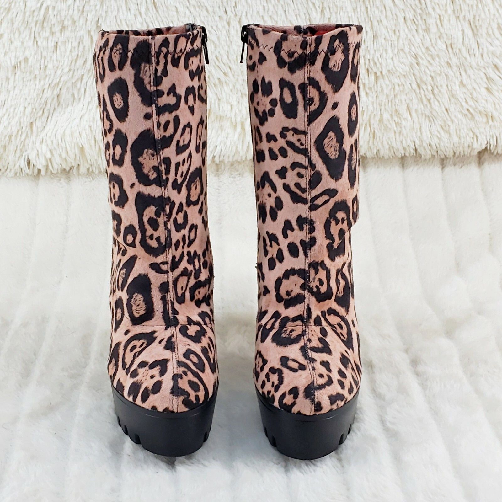 Other Skin Stretch Leopard Print Platform Ankle Boots Lug Sole Chu Size US 11 / IT 41 - 6 Thumbnail