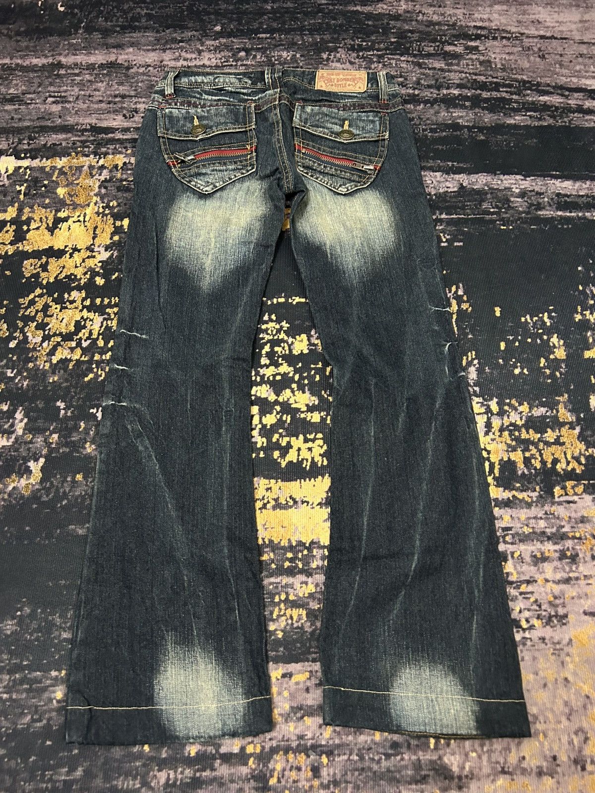 Japanese Brand Vintage Sky Bomber Mudwash Flare Jeans Size US 30 / EU 46 - 5 Thumbnail