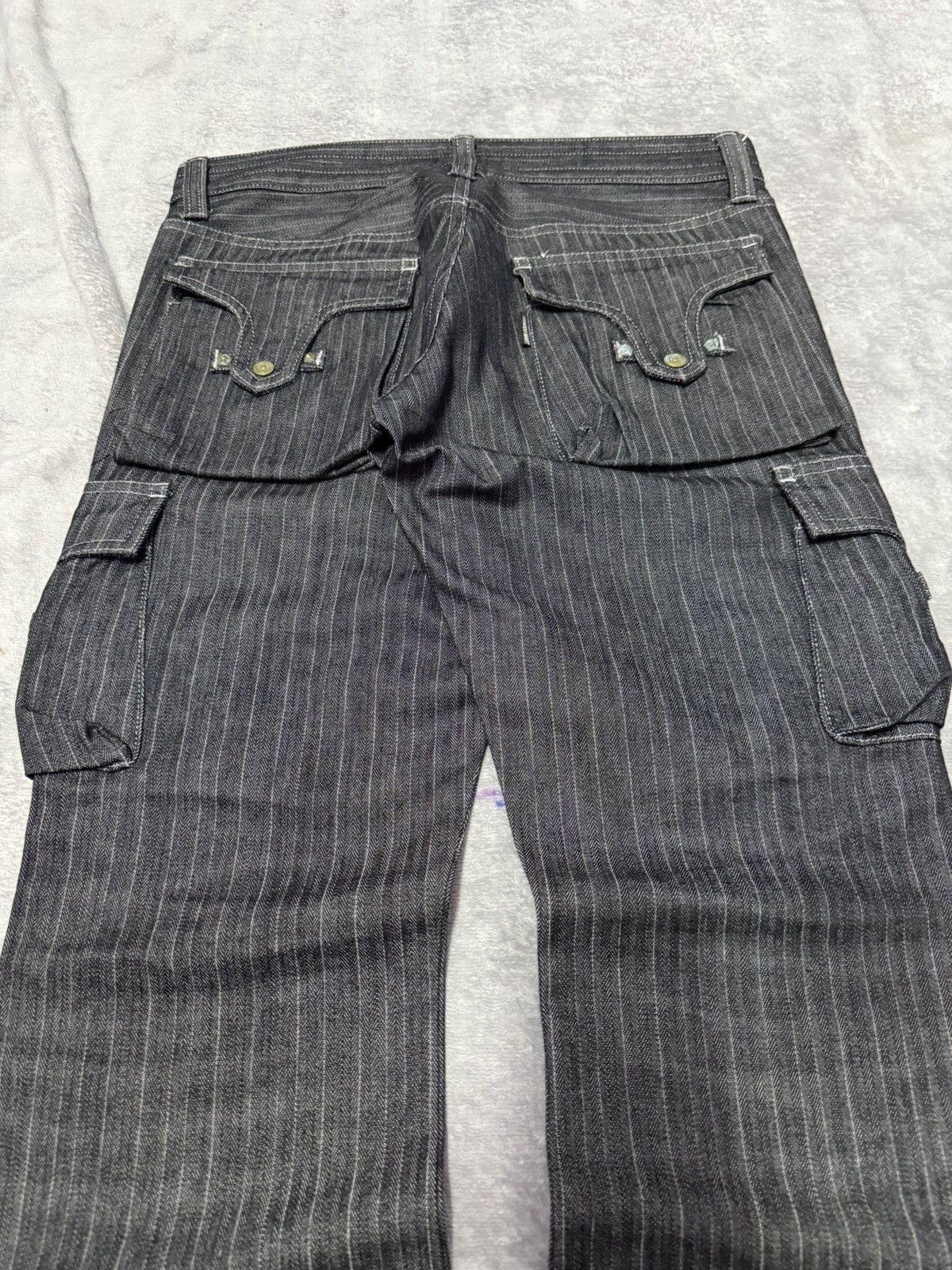 Tornado Mart Tornado Mart Japan Studded Herringbone Cargo Flared Jeans Size US 30 / EU 46 - 13 Thumbnail