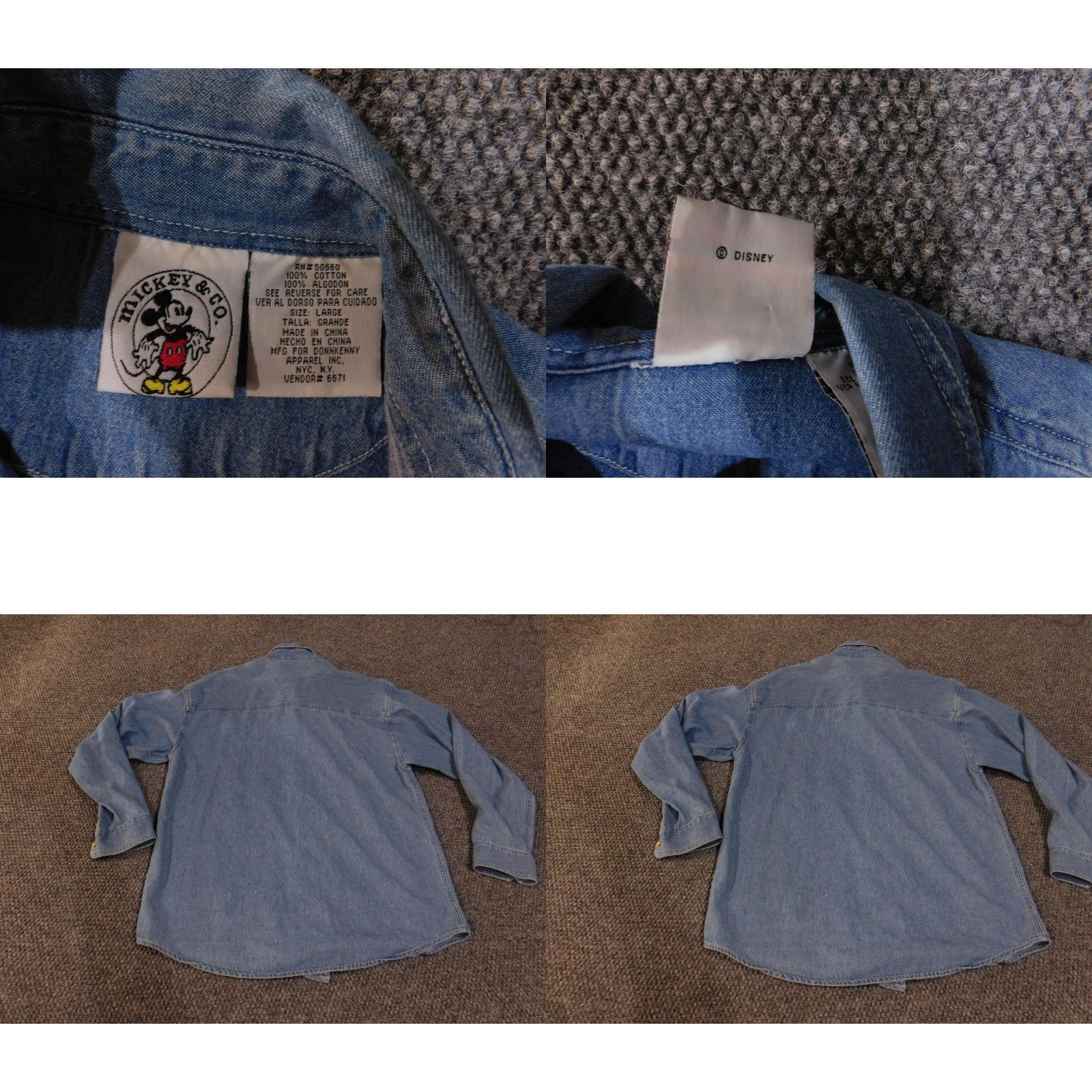 Disney VINTAGE Disney Mickey & Co Denim Shirt Mens Large Blue Button-Up Embroidered 90s Size US L / EU 52-54 / 3 - 8 Thumbnail