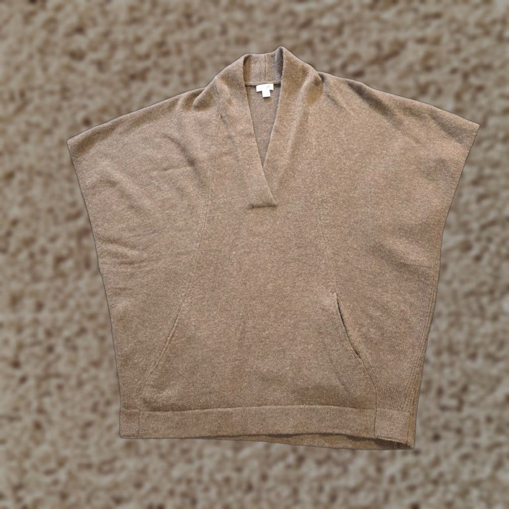 J. Jill J. Jill Sweater Womens Size M Brown Wool Blend Knit Short Sleeve Oversized Pullover V-Neck Classic Casual Size M / US 6-8 / IT 42-44 - 1 Thumbnail