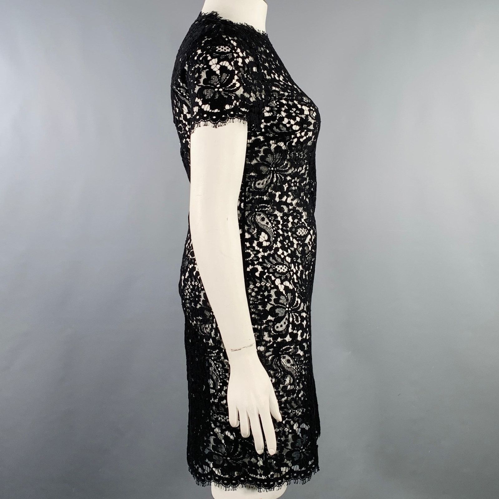 Ralph Lauren Size 10 Black Cotton Blend Lace Short Sleeve Dress Size L / US 10 / IT 46 - 2 Thumbnail