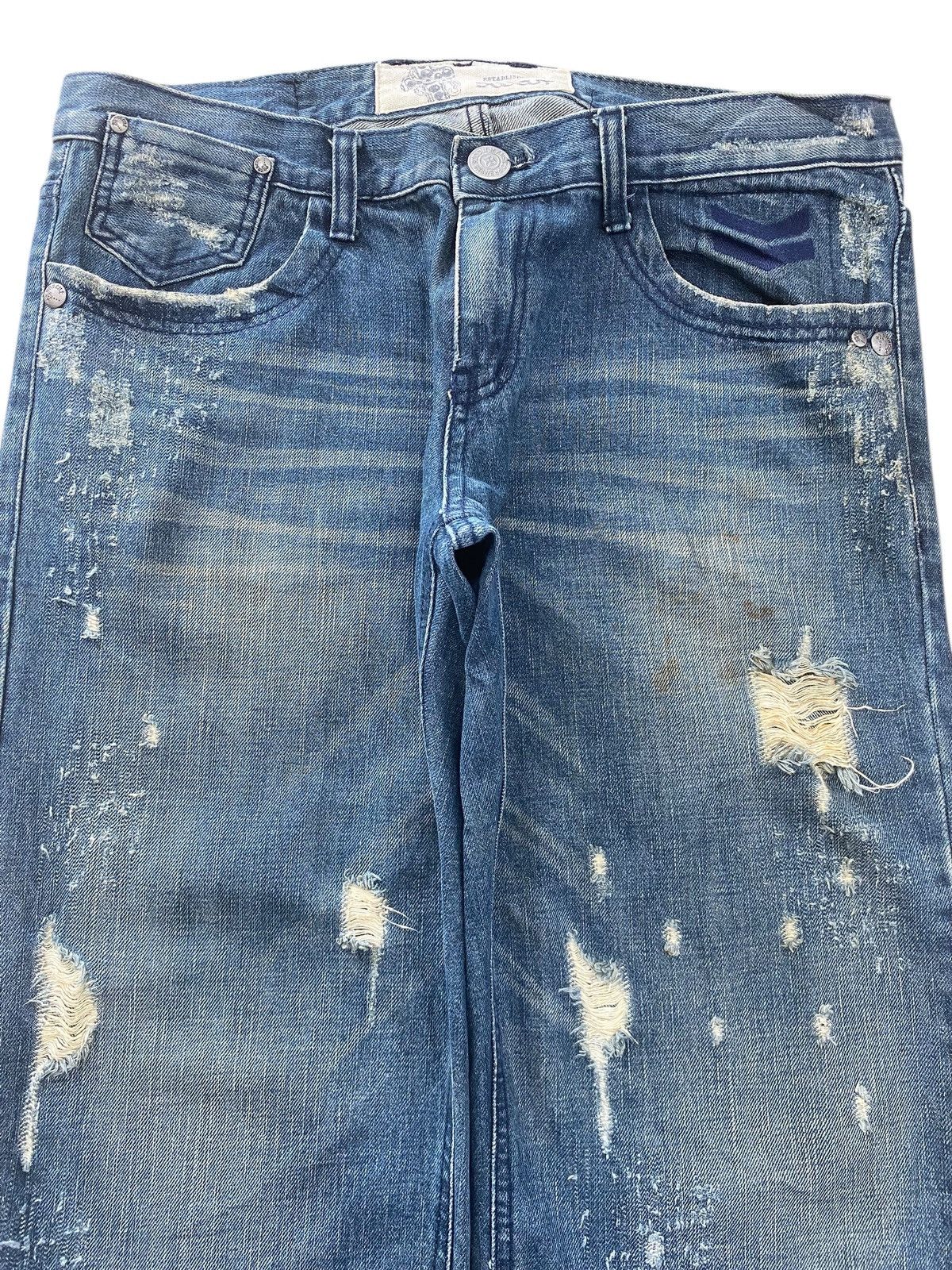 Japanese Brand Soocut Blue Wash Distressed Style Straight Leg Jeans Size US 35 - 2 Thumbnail