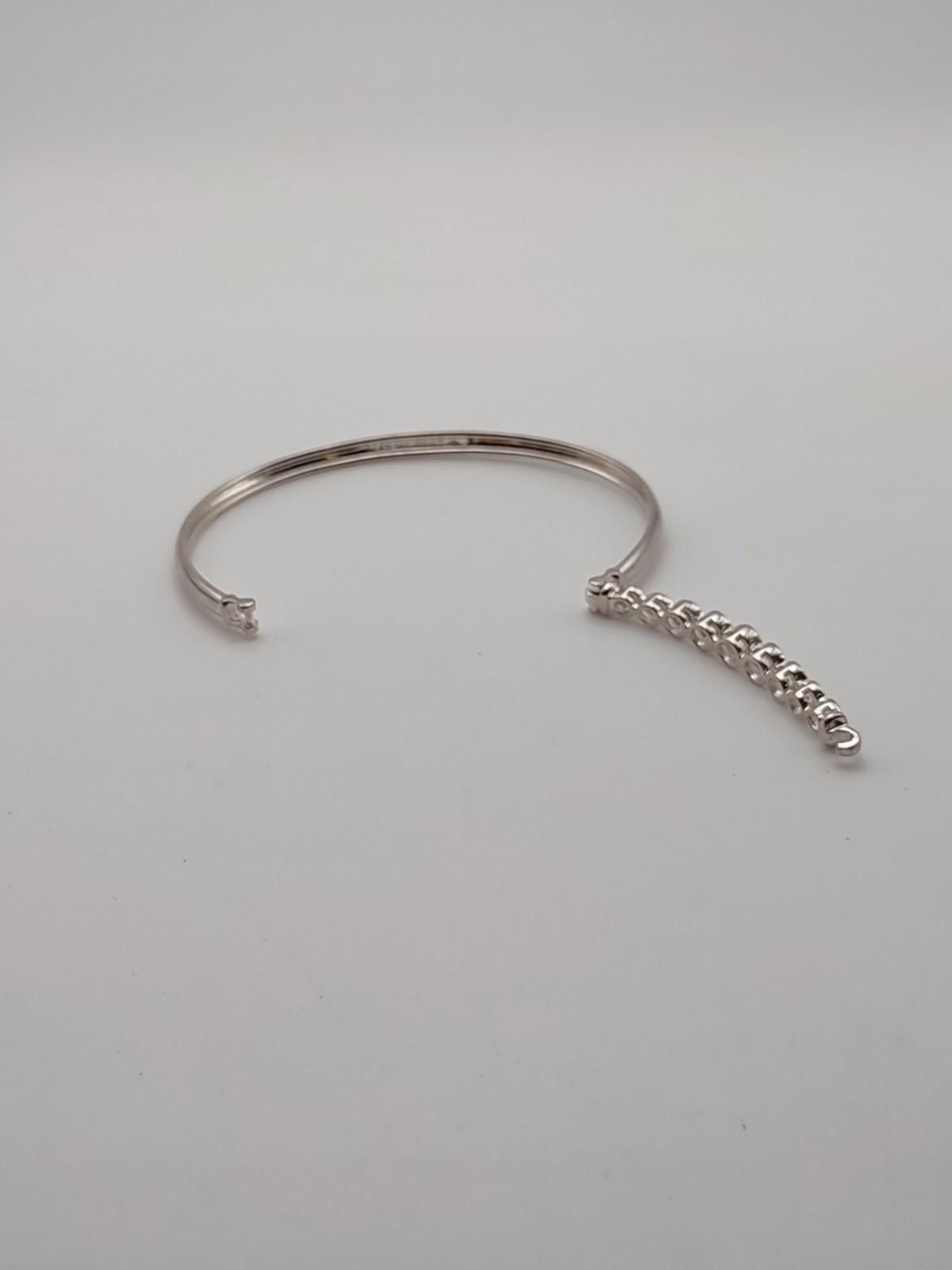 Sterling Silver Vintage 925 Sterling Silver Round CZ Link Bracelet Thailand Size ONE SIZE - 2 Thumbnail