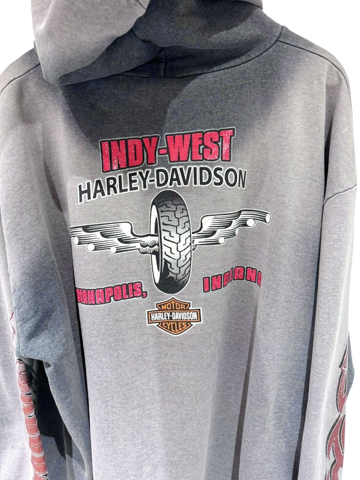 Harley Davidson Thrashed and Faded Harley Davidson Flame Vintage Zip Hoodie Size US XXL / EU 58 / 5 - 7 Thumbnail