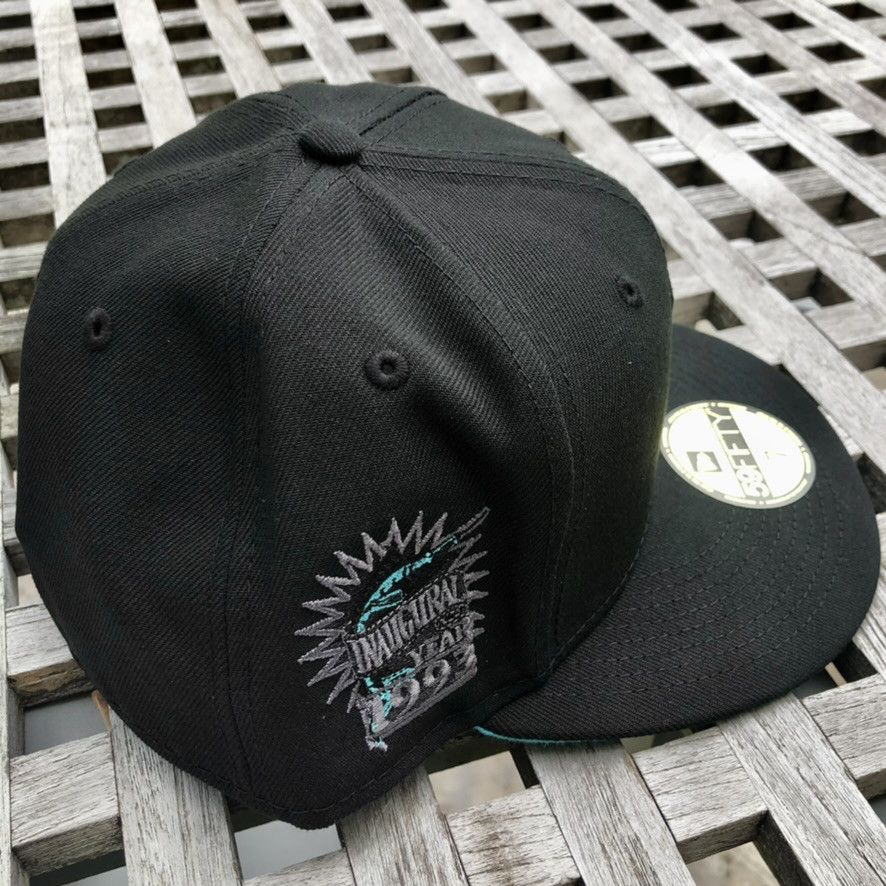 New Era Florida Marlins Blackout Pop Teal UV 1993 Patch Hat 7 1/2 Size ONE SIZE - 3 Thumbnail