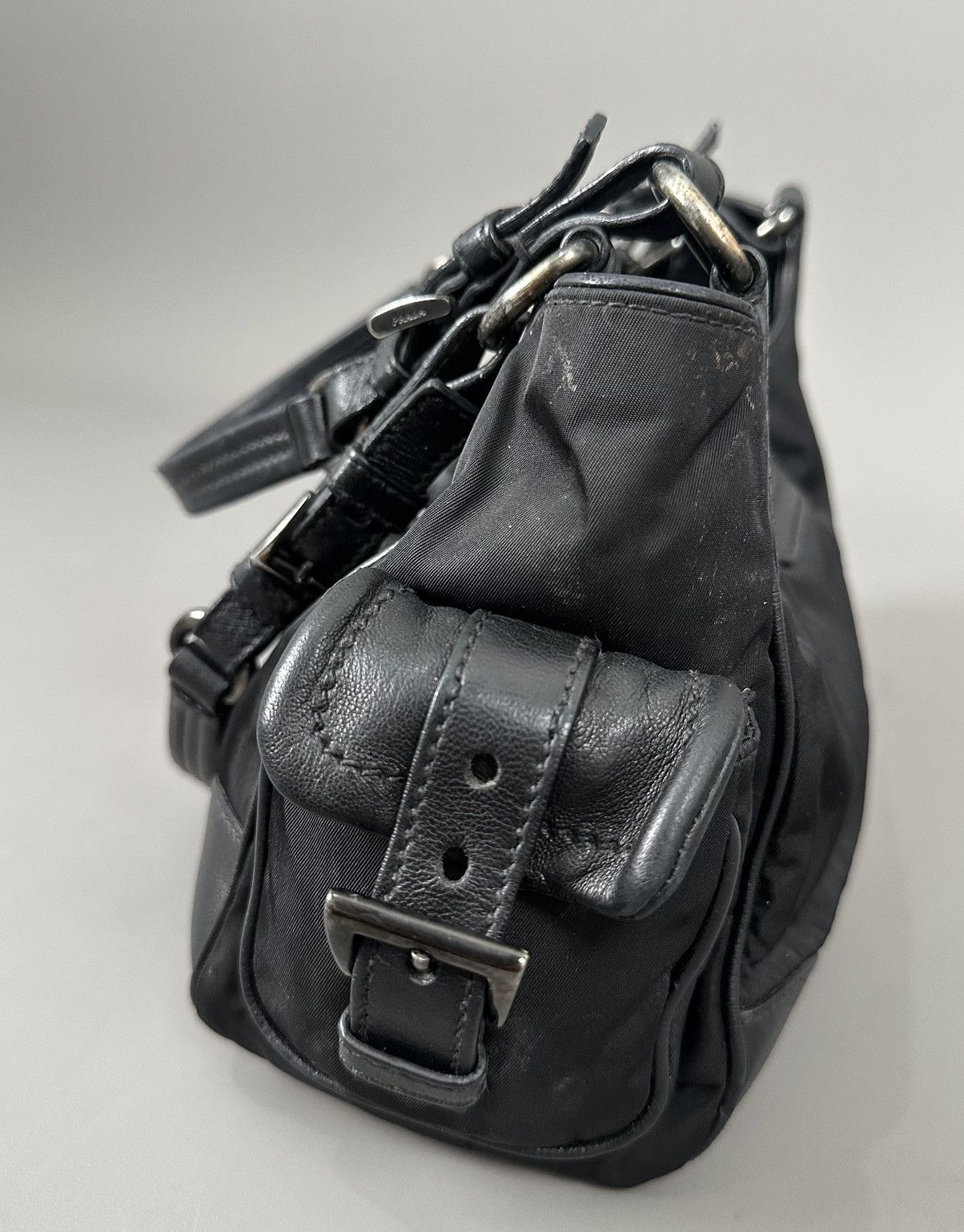 Prada Prada - Nylon/Leather Shoulder Bag - Small Sides Pocket Size ONE SIZE - 9 Thumbnail