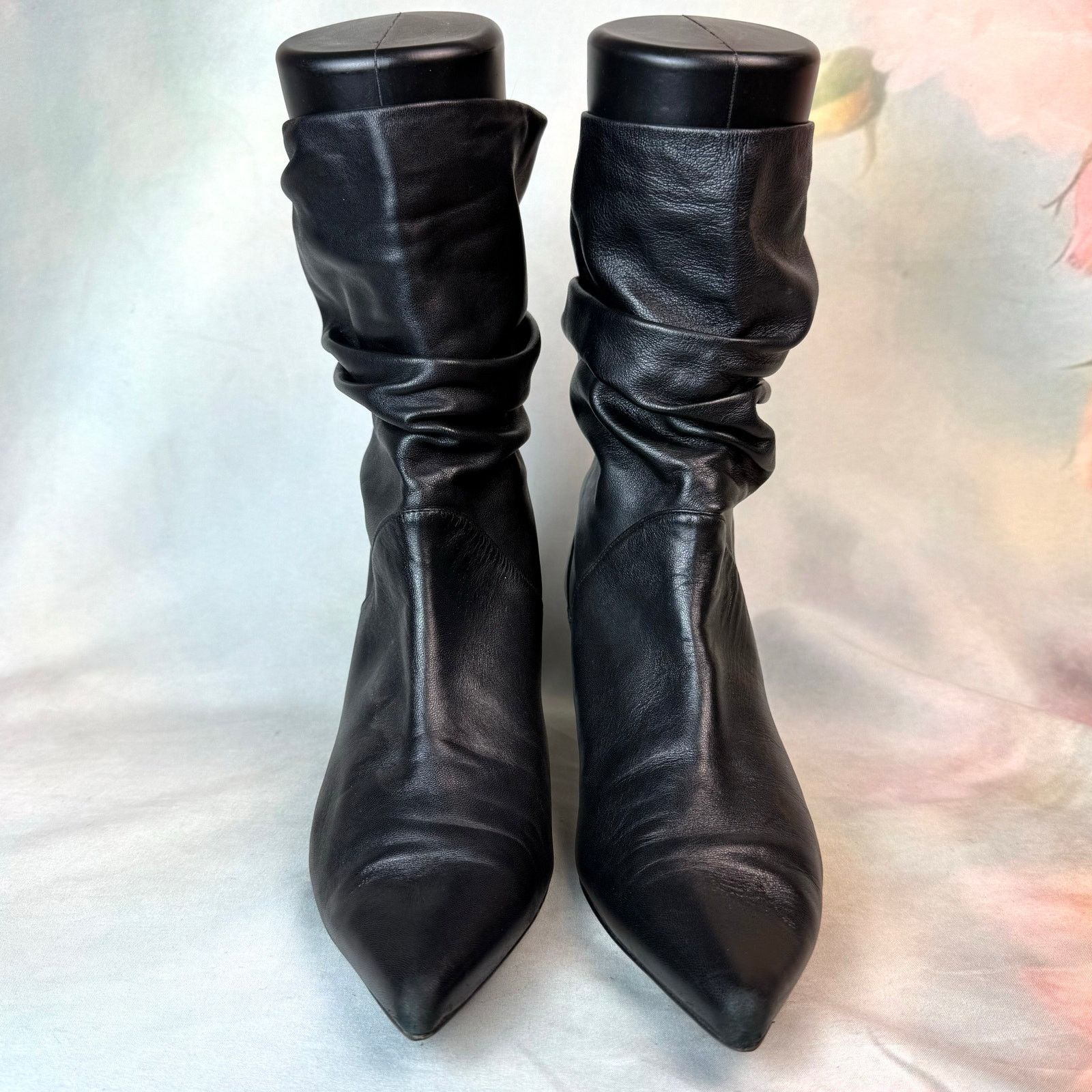 Stuart Weitzman Stuart Weitzman Black Leather Mid Calf Slouch Pointed Boots Size US 10 / IT 40 - 2 Thumbnail