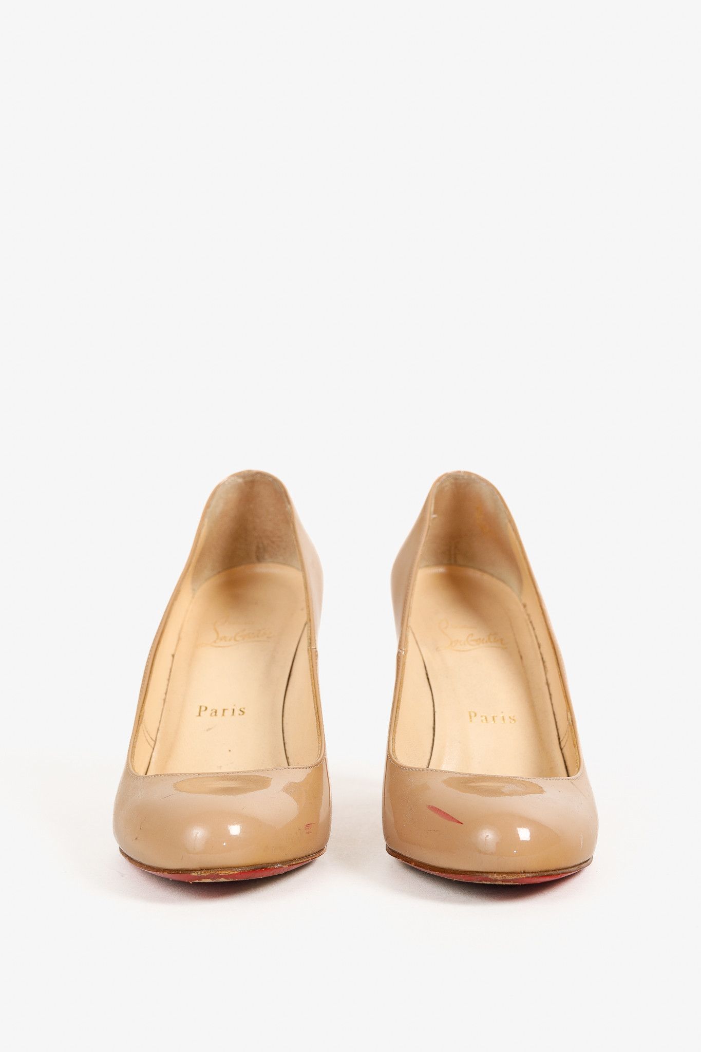 Christian Louboutin Christian Louboutin Pumppie 85 Beige Patent Leather Pumps Size US 7.5 / IT 37.5 - 2 Thumbnail
