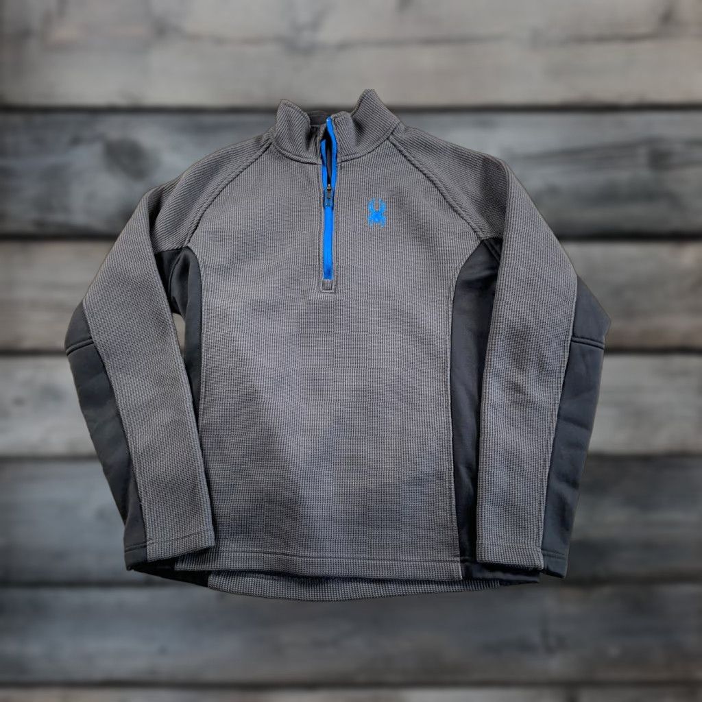 Spyder Spyder Sweater Adult Medium Gray Blue Ribbed Knit 1/4 Zip Ski 199306 Size US M / EU 48-50 / 2 - 1 Thumbnail