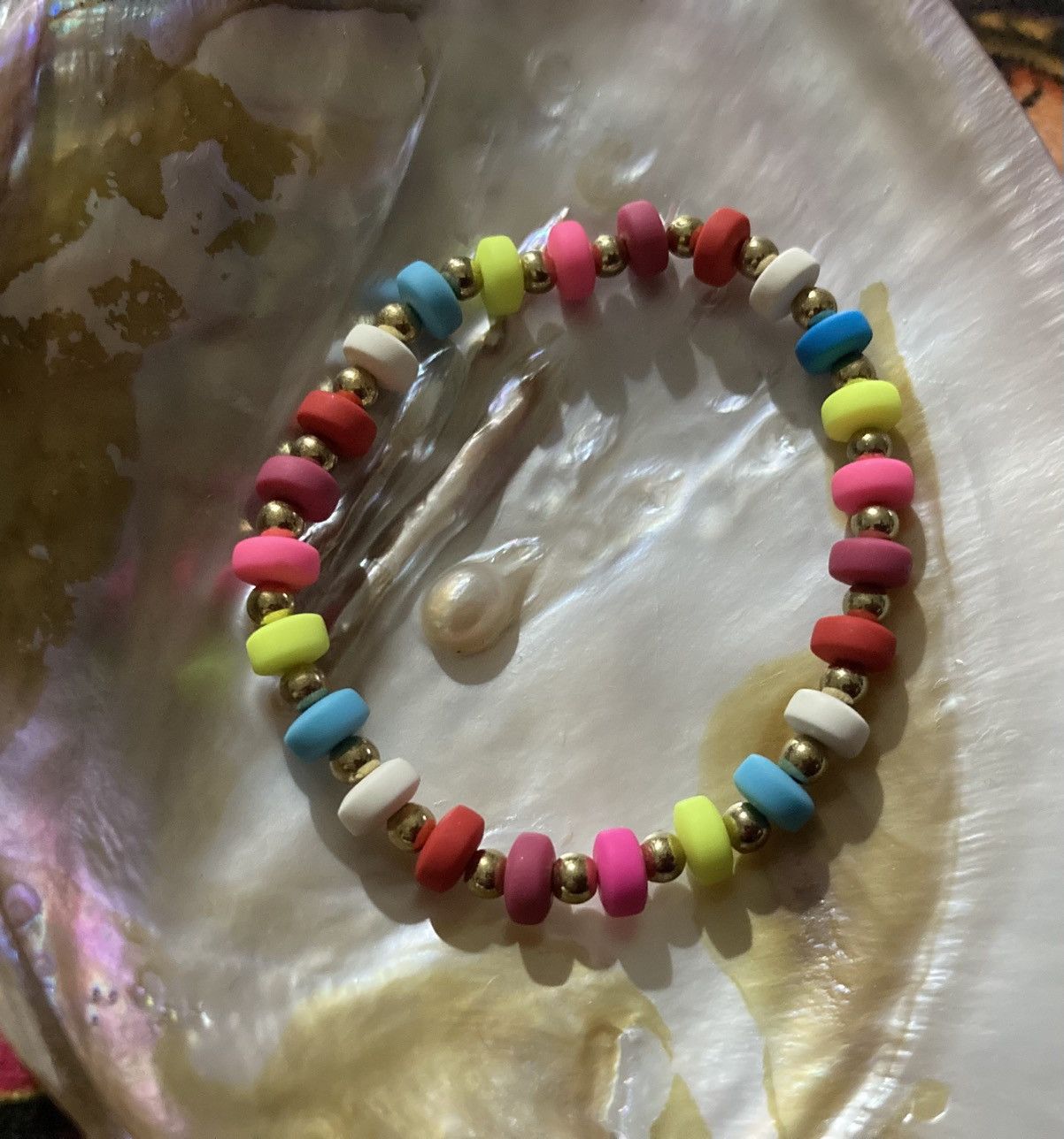 Other Colourful polymer clay beaded bracelet Size ONE SIZE - 1 Preview