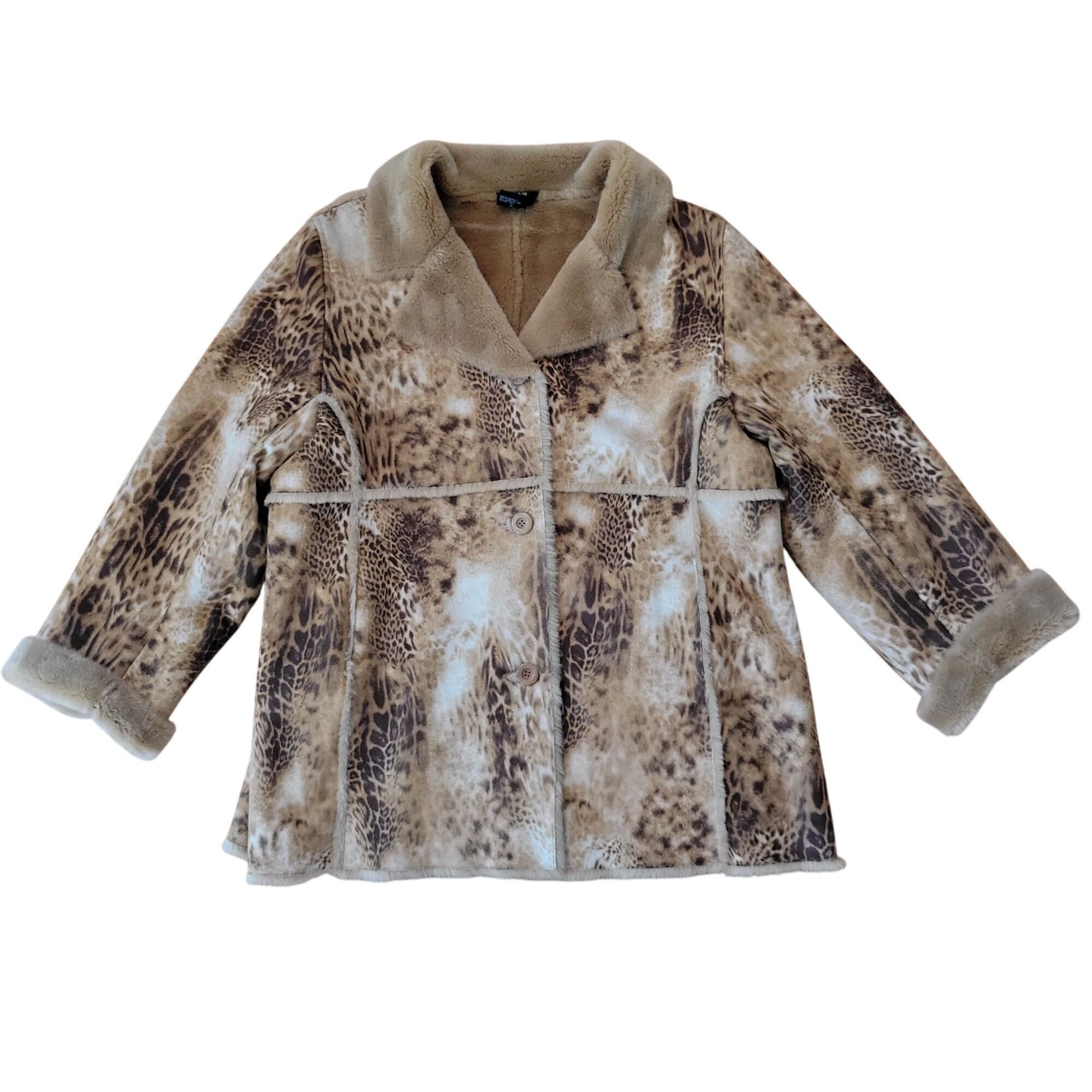 Other Dennis Basso Faux Fur Animal Print Coat 1X Winter Layering L Size XXL / US 16-18 / IT 52-54 - 1 Thumbnail