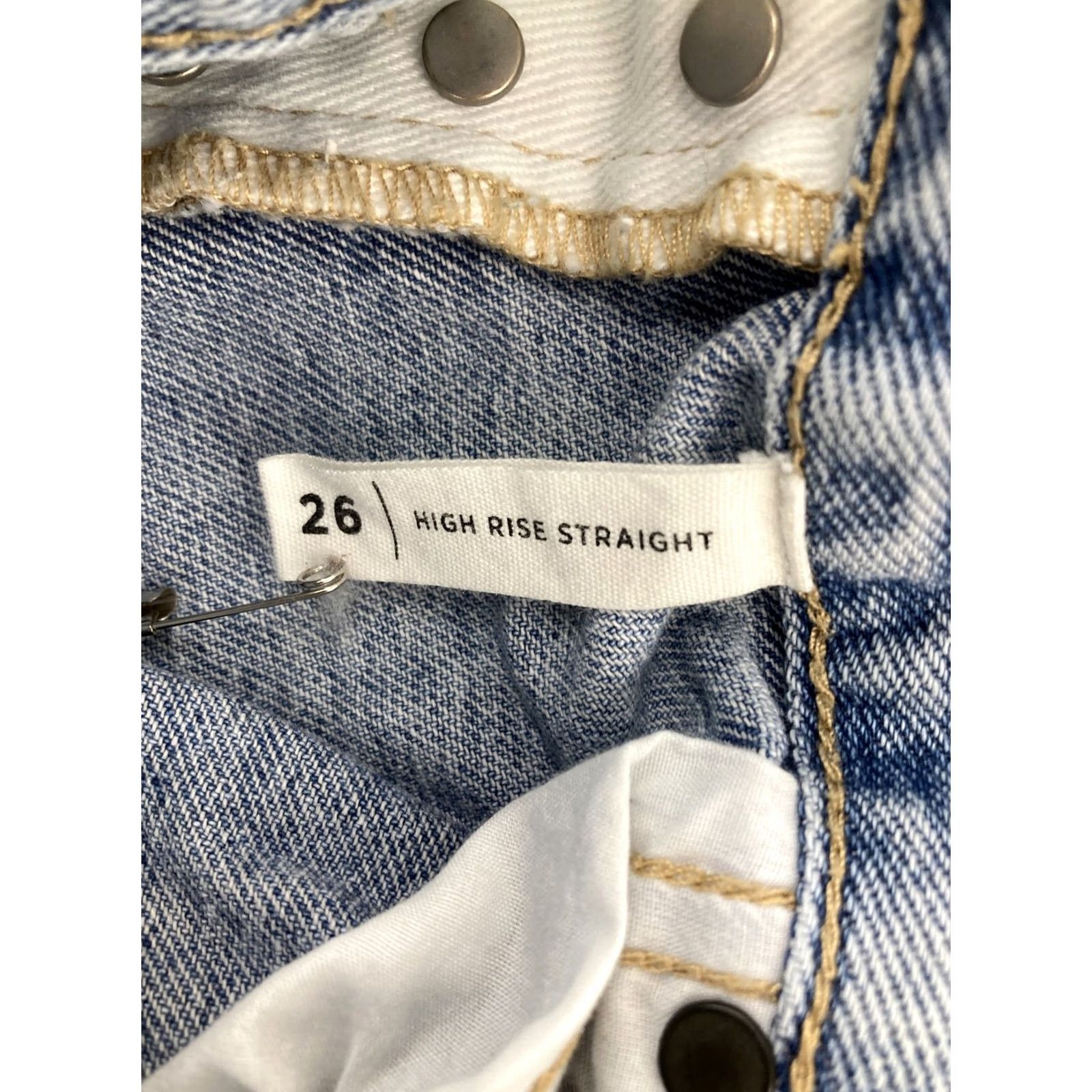 Pacsun PacSun Jeans Women’s 26 Blue/White High Rise Straight Distressed Raw Hem Size 26" / US 2 / IT 38 - 7 Thumbnail