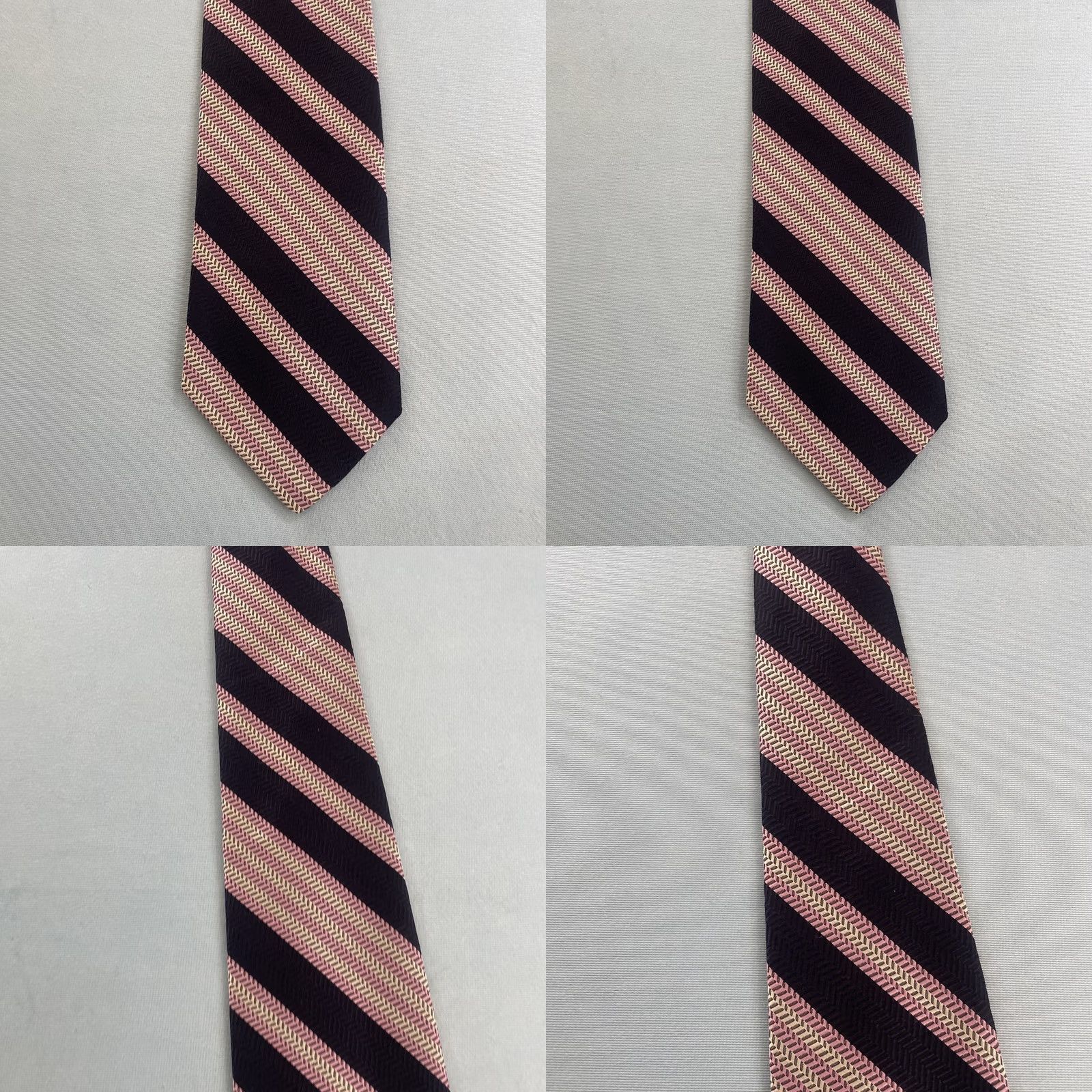 Pinko VINTAGE NeckTie Pink Blue Repp Stripe Polyester Thick Woven Retro Disco 70s Wide 4x56 Mens Size ONE SIZE - 9 Thumbnail