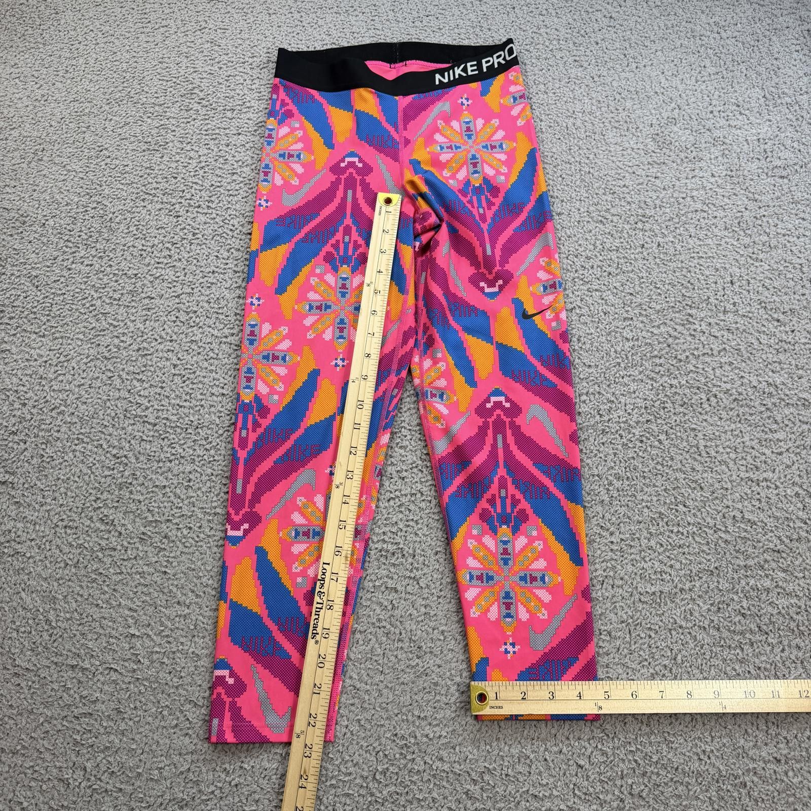Nike Nike Pro Dri Fit Pink Multicolor Compression Leggings Womens Size 28" / US 6 / IT 42 - 5 Thumbnail
