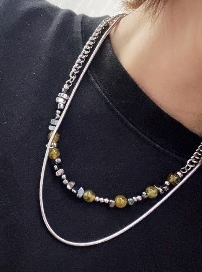 Japanese Brand × Jewelry Retro punk vintage stone beads double layer chain necklace Size ONE SIZE - 3 Thumbnail