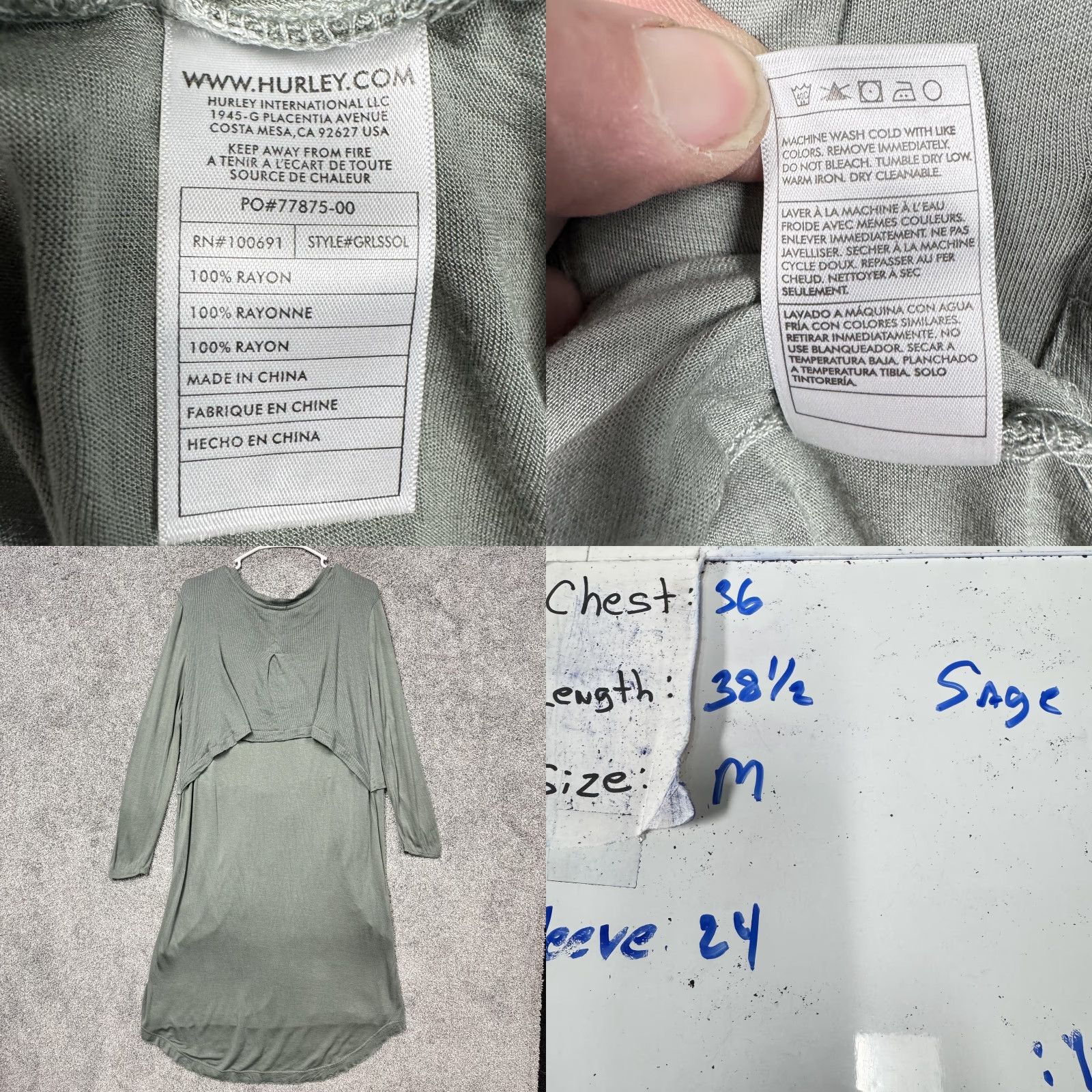 Hurley Hurley Shirt Dress Medium Hi Low Military Boho Industrial Gorpcore Skater Grunge Size M / US 6-8 / IT 42-44 - 8 Thumbnail
