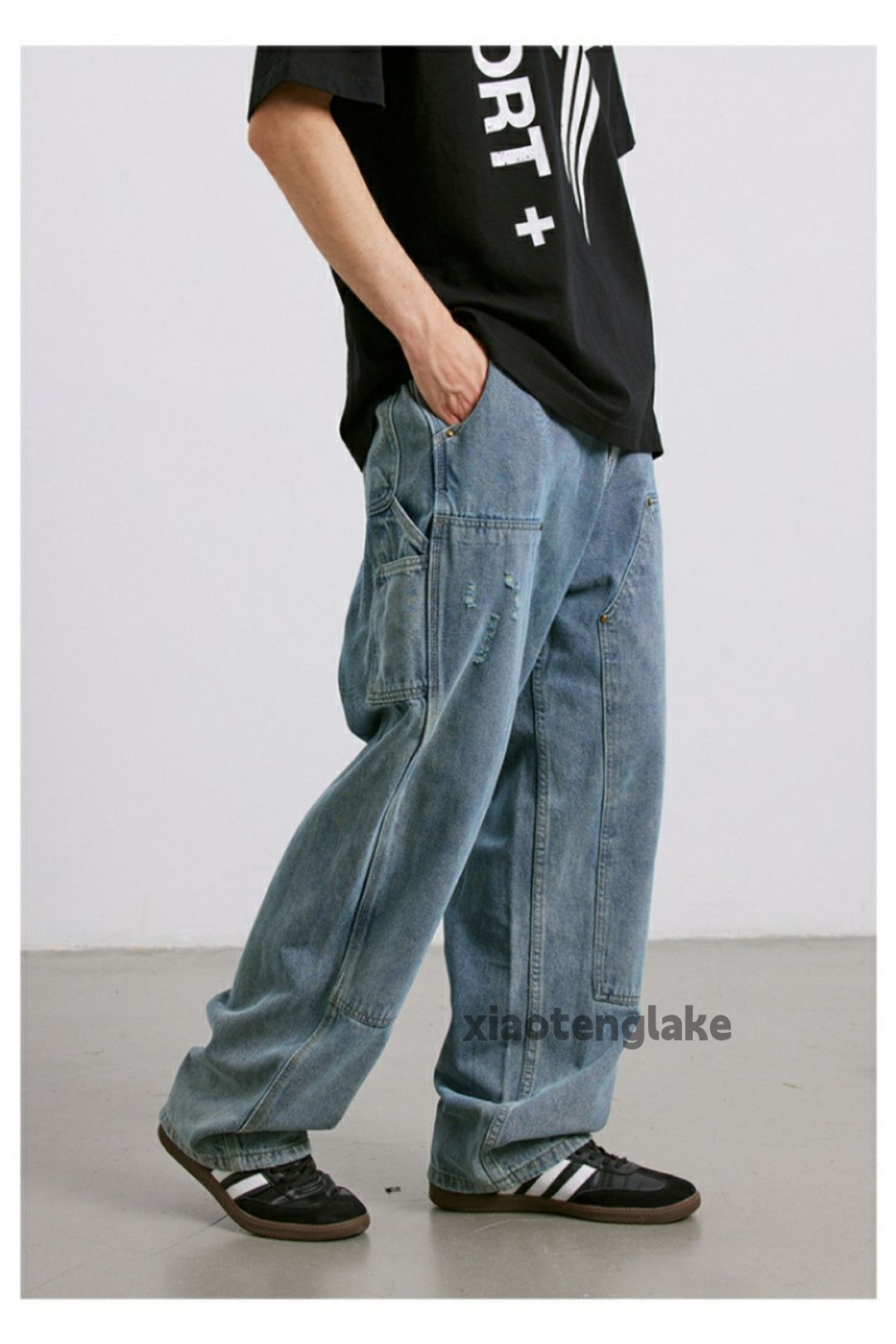 Jean × Vintage washed faded cleanfit skate hiphop loose baggy jeans Size US 32 / EU 48 - 5 Thumbnail
