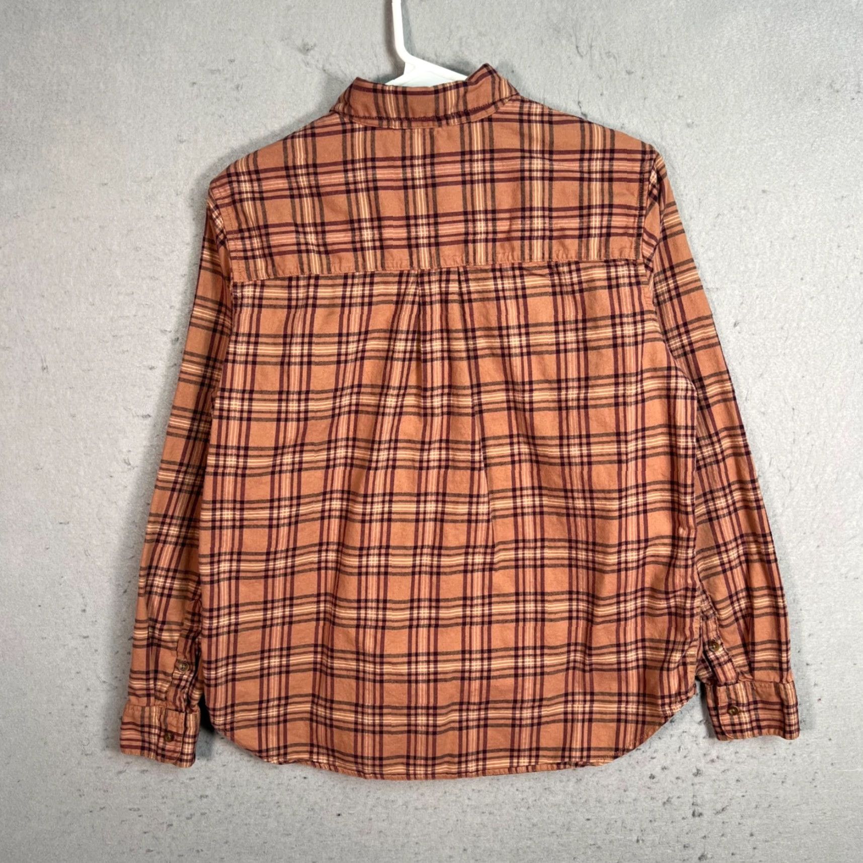 Uniqlo Uniqlo Womens XS Button-Up Shirt Flannel Plaid Brown & Purple 100% Cotton Size XS / US 0-2 / IT 36-38 - 2 Thumbnail