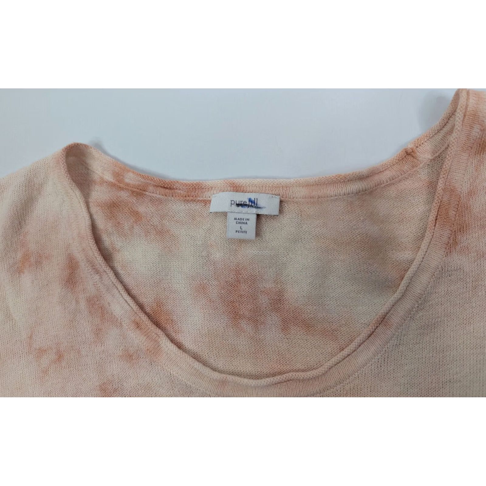 J. Jill J. Jill Tunic Shirt Linen Blend Tie Dye 3/4 Sleeve V-Neck Pullover L Beige Pink Orange Womens Lagenlook Beach Bohemian Colorful Size L / US 10 / IT 46 - 6 Thumbnail