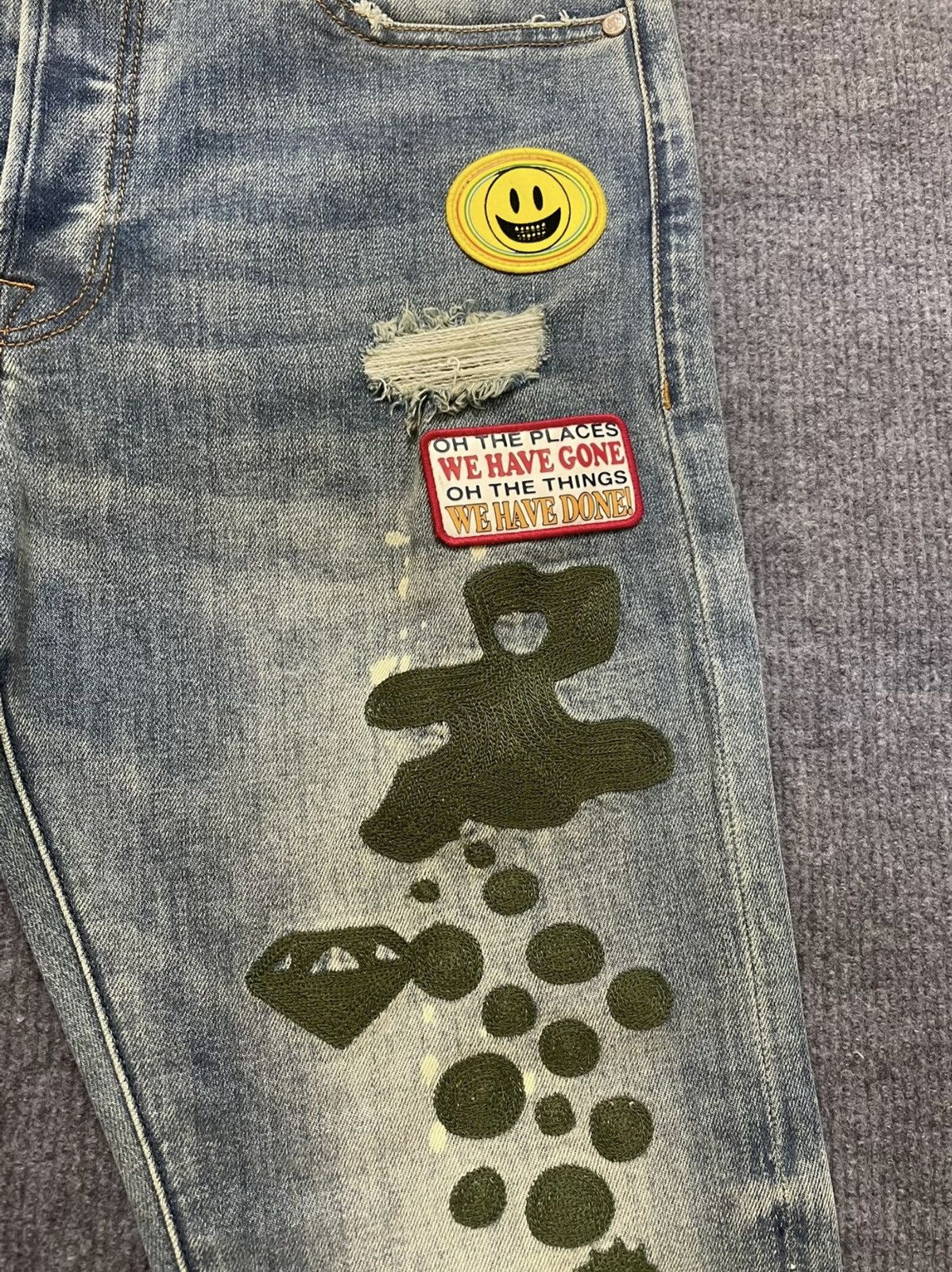 Billionaire Boys Club BBC Distressed Embroidered Slim-Fit Stretch Jeans Size US 34 / EU 50 - 4 Thumbnail