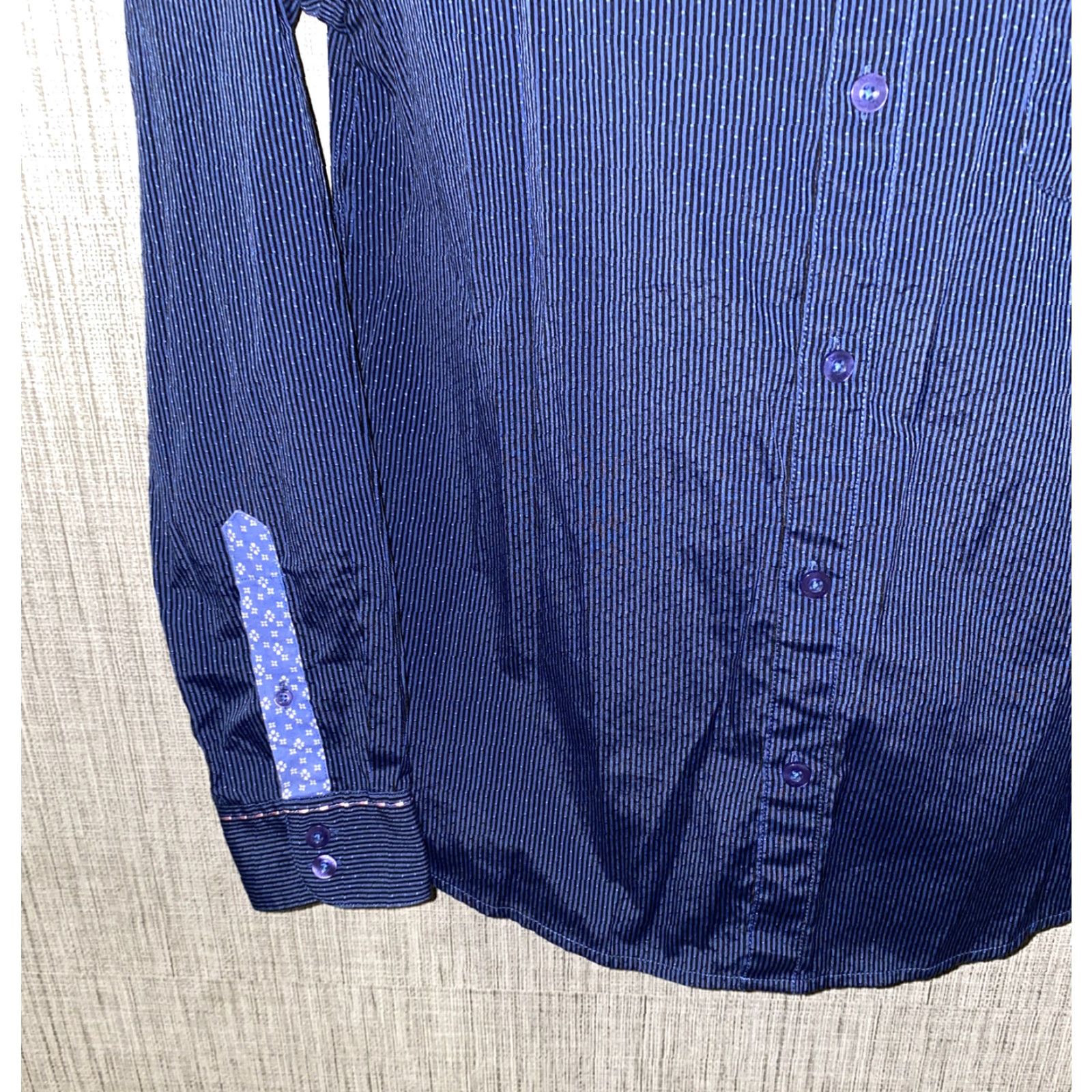 Vintage DaVinci Men’s Long Sleeve Cotton Button-Up Shirt Size M Blue Casual Striped Size US M / EU 48-50 / 2 - 4 Thumbnail