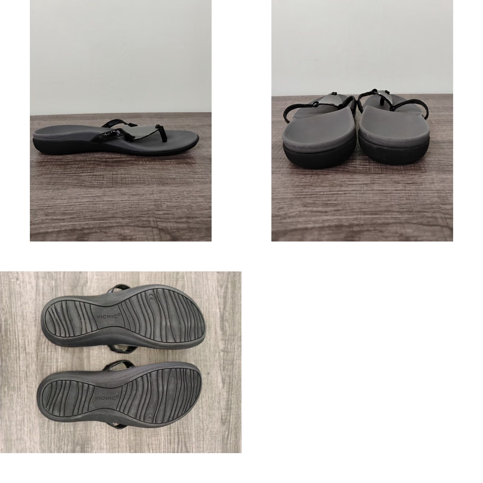 Vionic Vionic Raysa Sandals Black Size 6 Womens Leather T-Strap Flat Heel Shoes Size US 6 / IT 36 - 8 Thumbnail