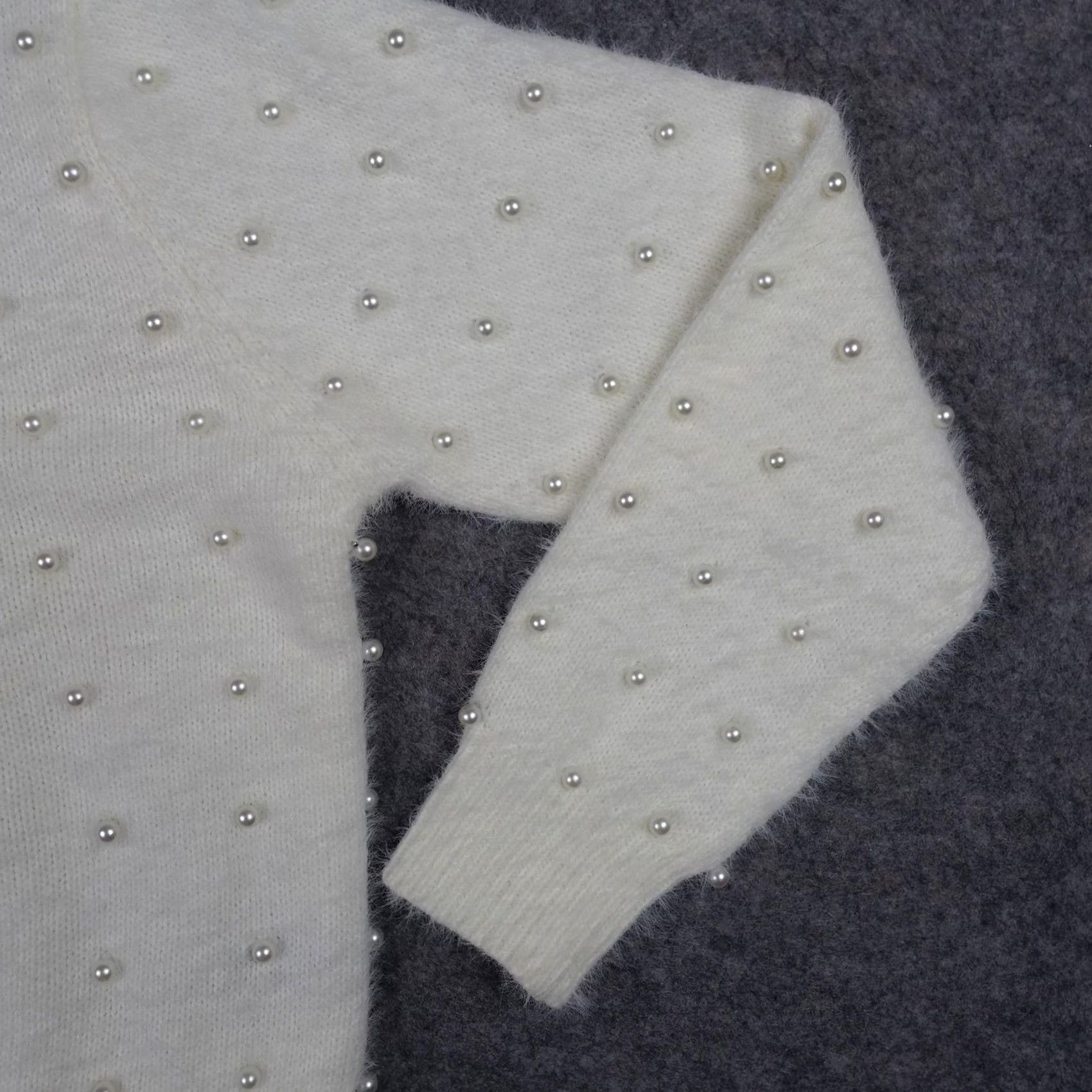 Vintage Pink Lily Sweater Cardigan Womens Small White Beaded Button Knit V-Neck Y2K Vintage: No Size S / US 4 / IT 40 - 5 Thumbnail