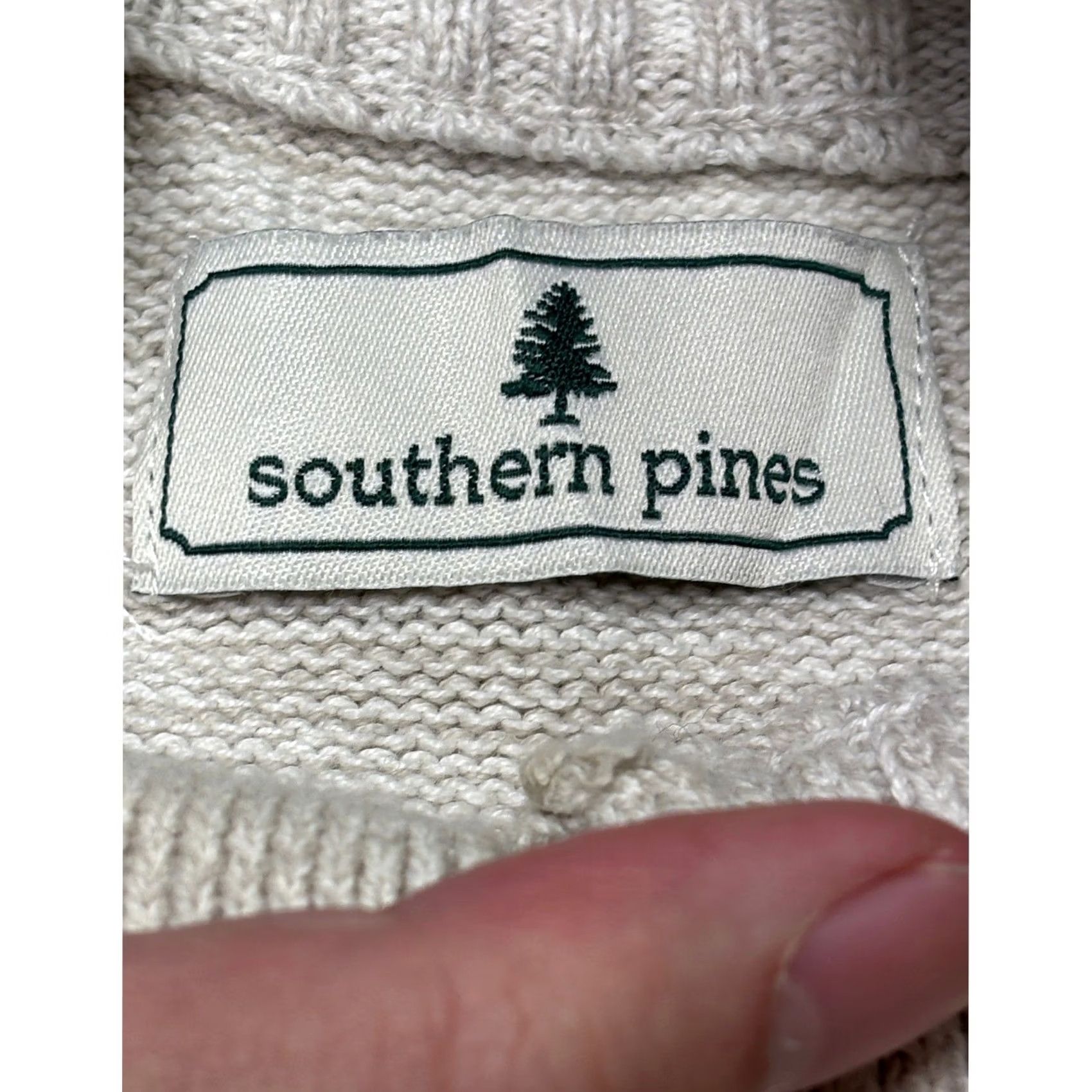 Vintage Southern Pines Mens Mock Neck Cable Knit Sweater Beige Marl Size XL Size US XXL / EU 58 / 5 - 2 Thumbnail