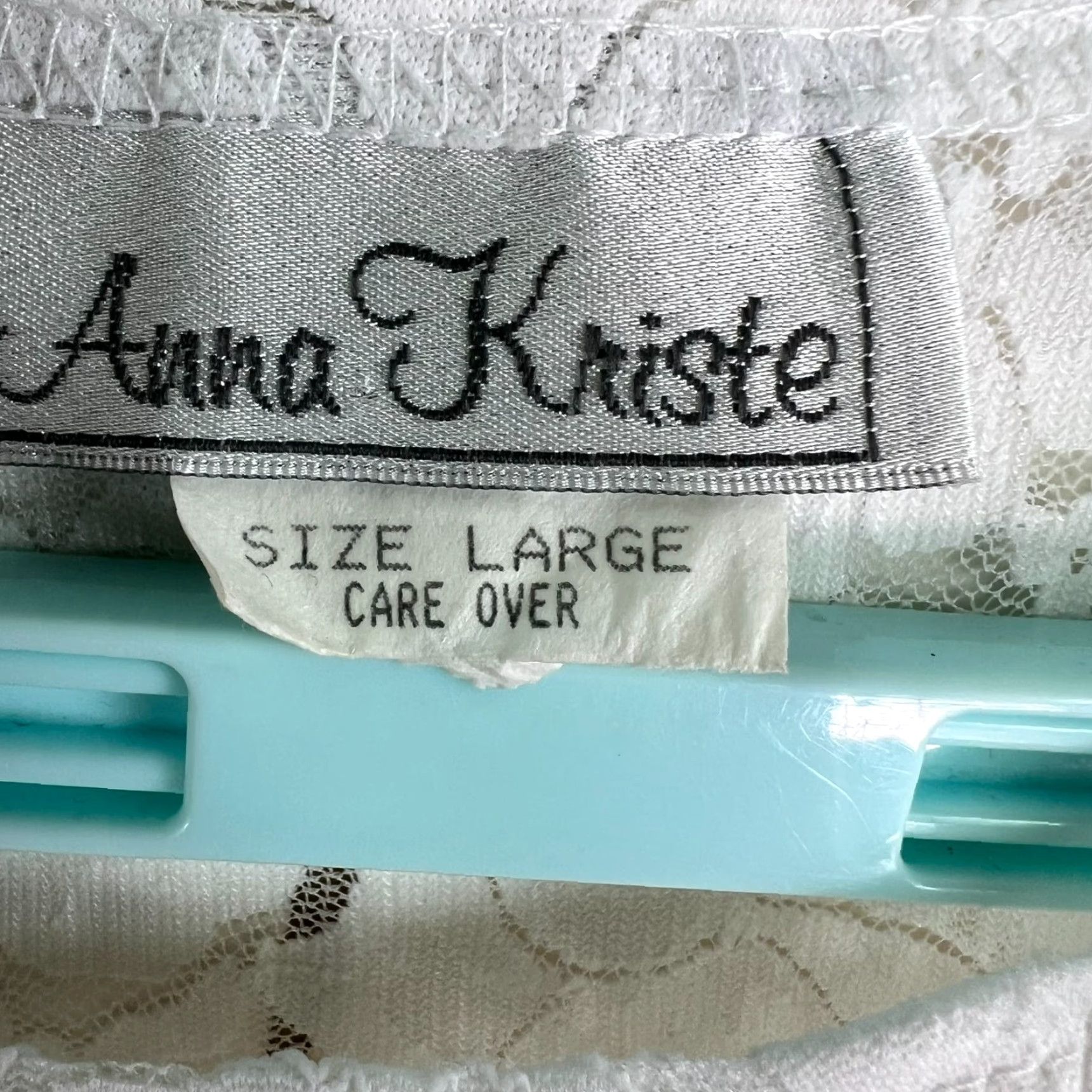 Vintage Anna Kriste White Floral Lace Top Womens L Size Bohemian Crochet Accent Short Sleeve Round Neck Blouse Size L / US 10 / IT 46 - 5 Thumbnail