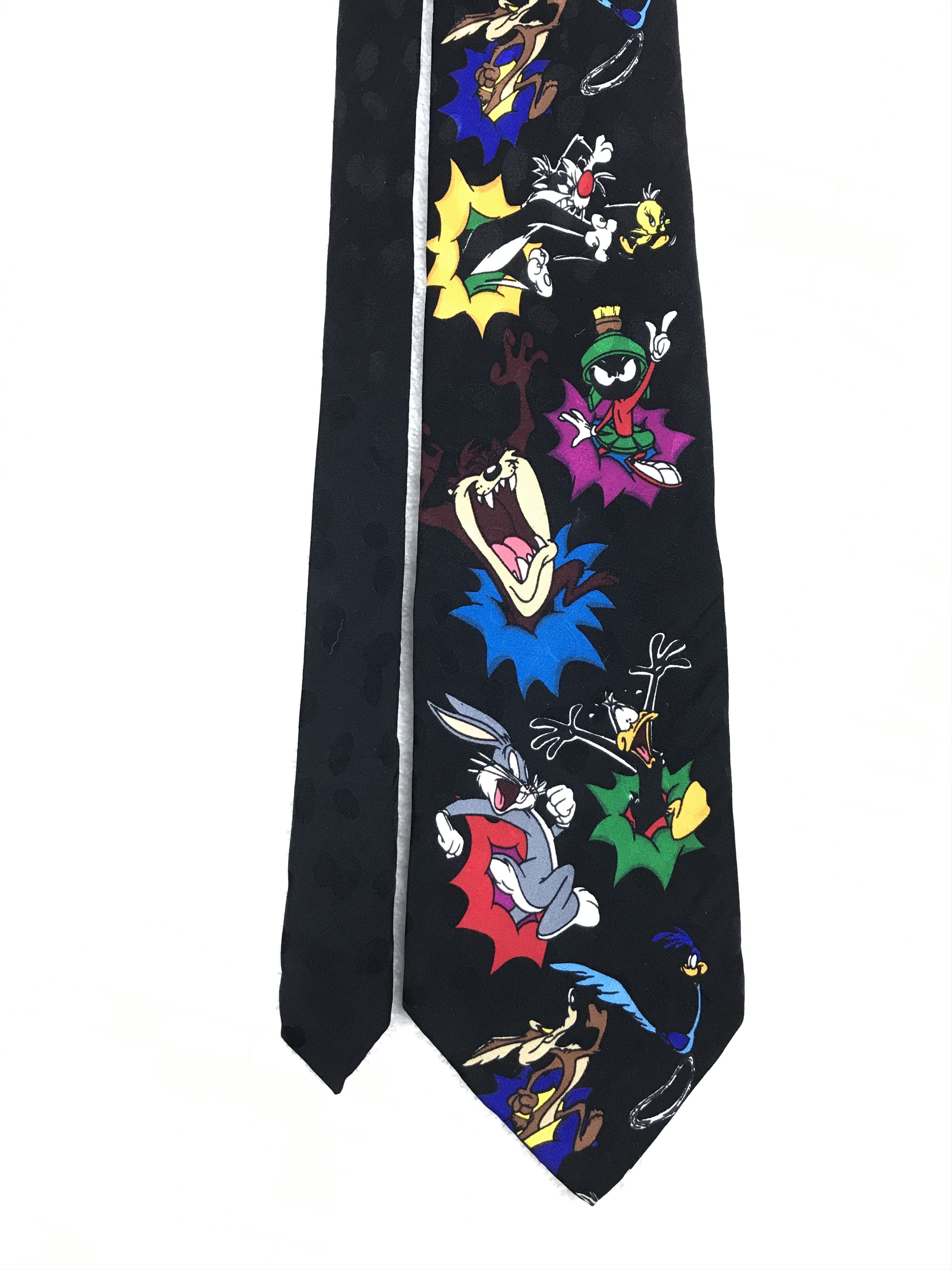 Designer × Vintage Vintage Looney Tunes Mania Silk Necktie Size ONE SIZE - 3 Thumbnail