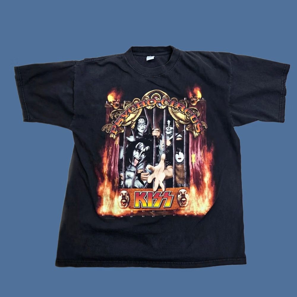 Olive VINTAGE KISS Psycho Circus Tour Band Shirt Galumo Size Large Black Mens 1998 Size US L / EU 52-54 / 3 - 1 Thumbnail