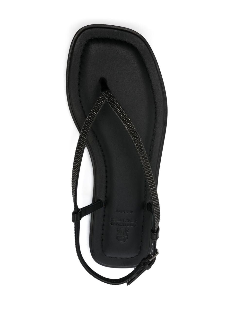 Brunello Cucinelli o1y0725 Ankle Strap Thong Leather Sandals in Black Size US 8.5 / IT 38.5 - 4 Thumbnail