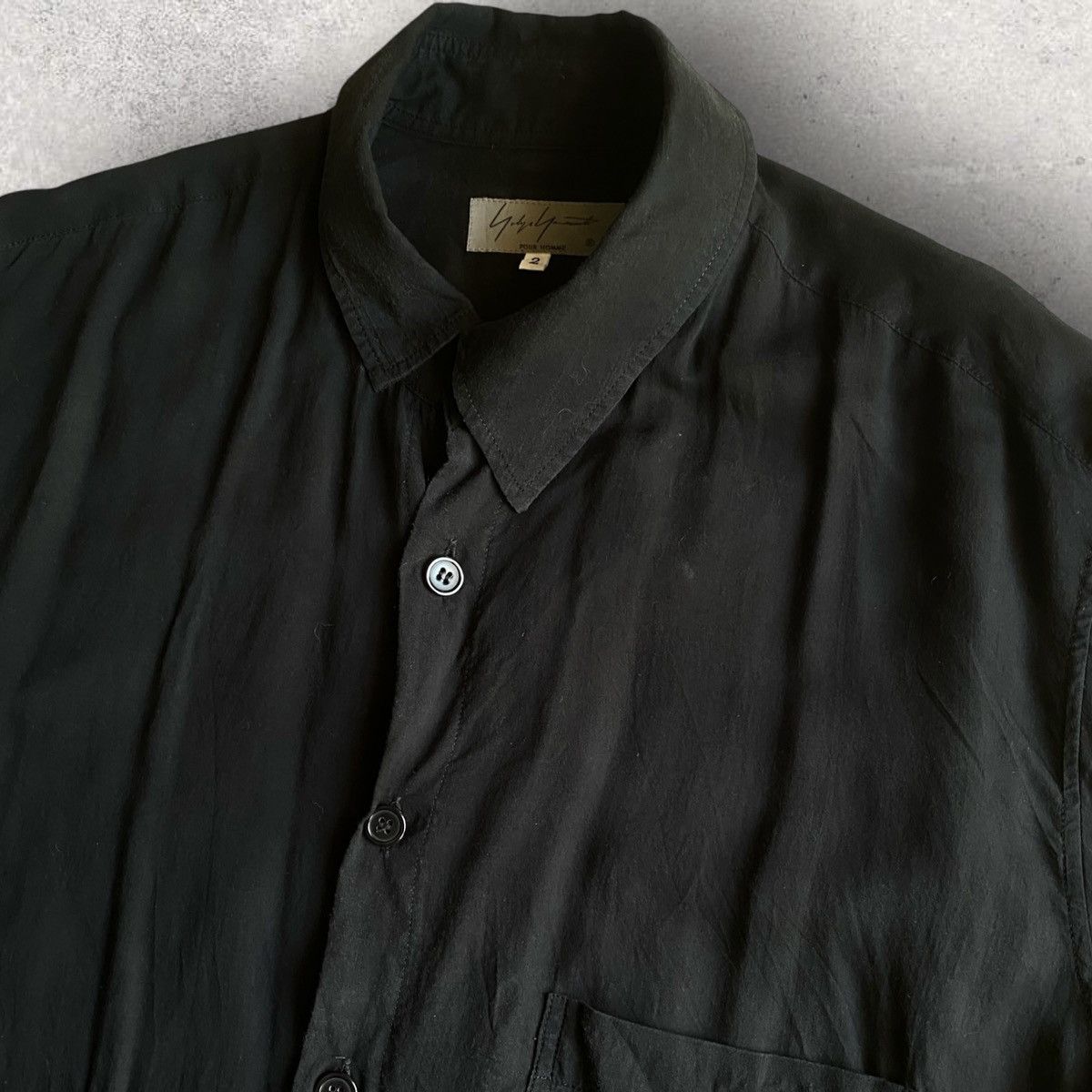 Yohji Yamamoto SS20 Asymmetric Collar Tencel Shirt Size US M / EU 48-50 / 2 - 2 Thumbnail