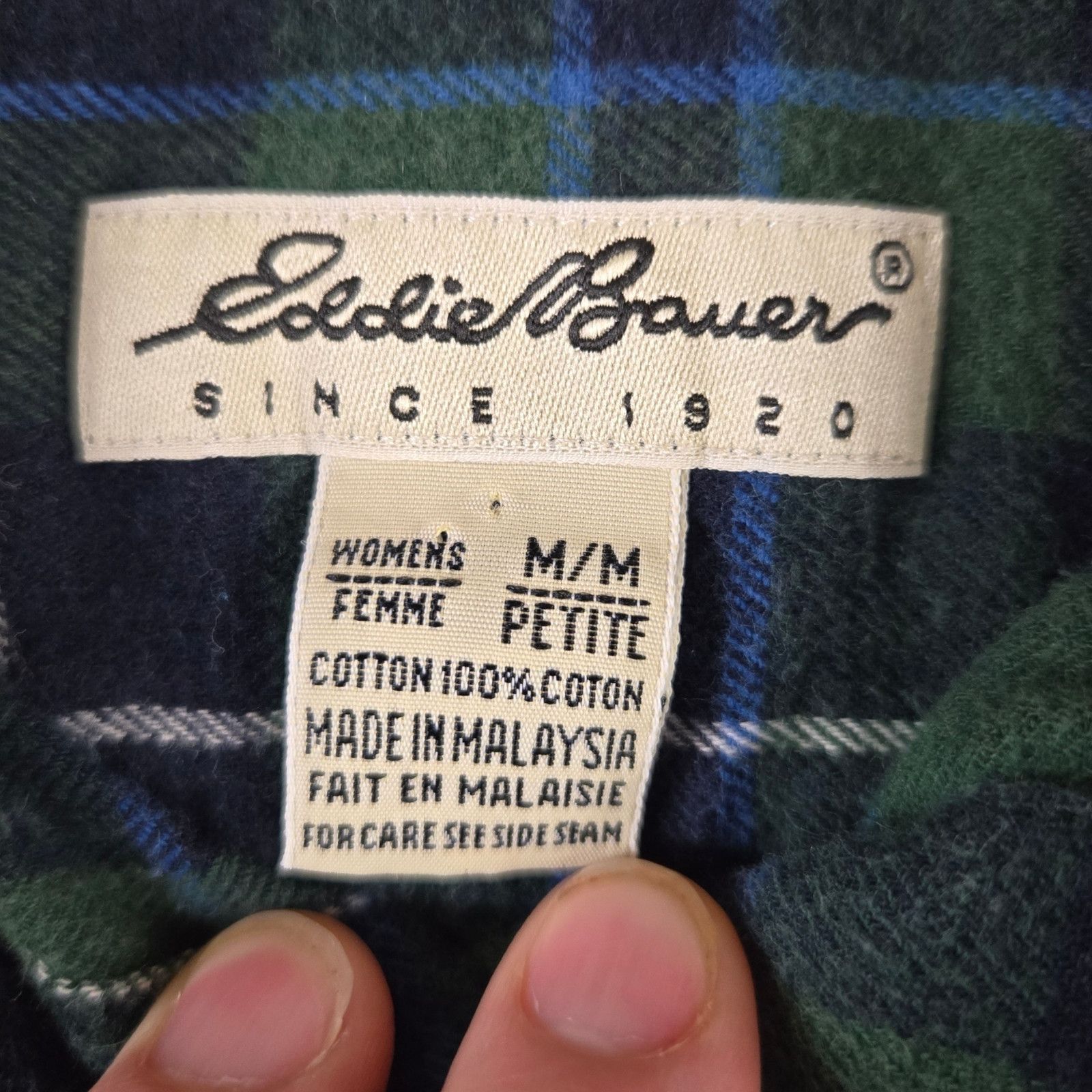 Eddie Bauer Eddie Bauer Green Navy Plaid Flannel Shirt Size Medium Size M / US 6-8 / IT 42-44 - 4 Thumbnail