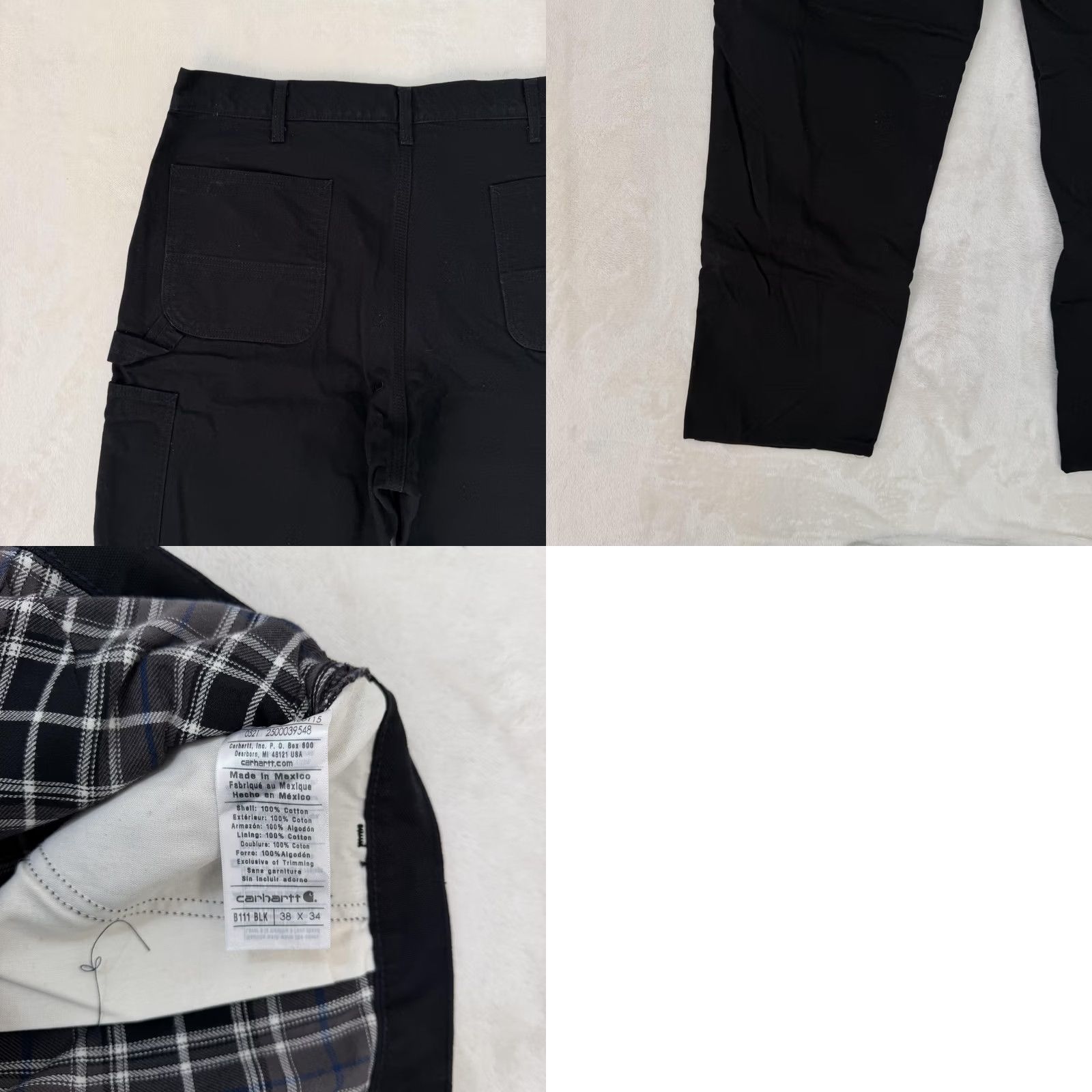 Carhartt Carhartt Jeans Pants Mens 38x34 Black Canvas Carpenter Winter Lined Pockets Logo B111 Straight Front Casual Workwear SS Mens Size US 38 / EU 54 - 9 Thumbnail