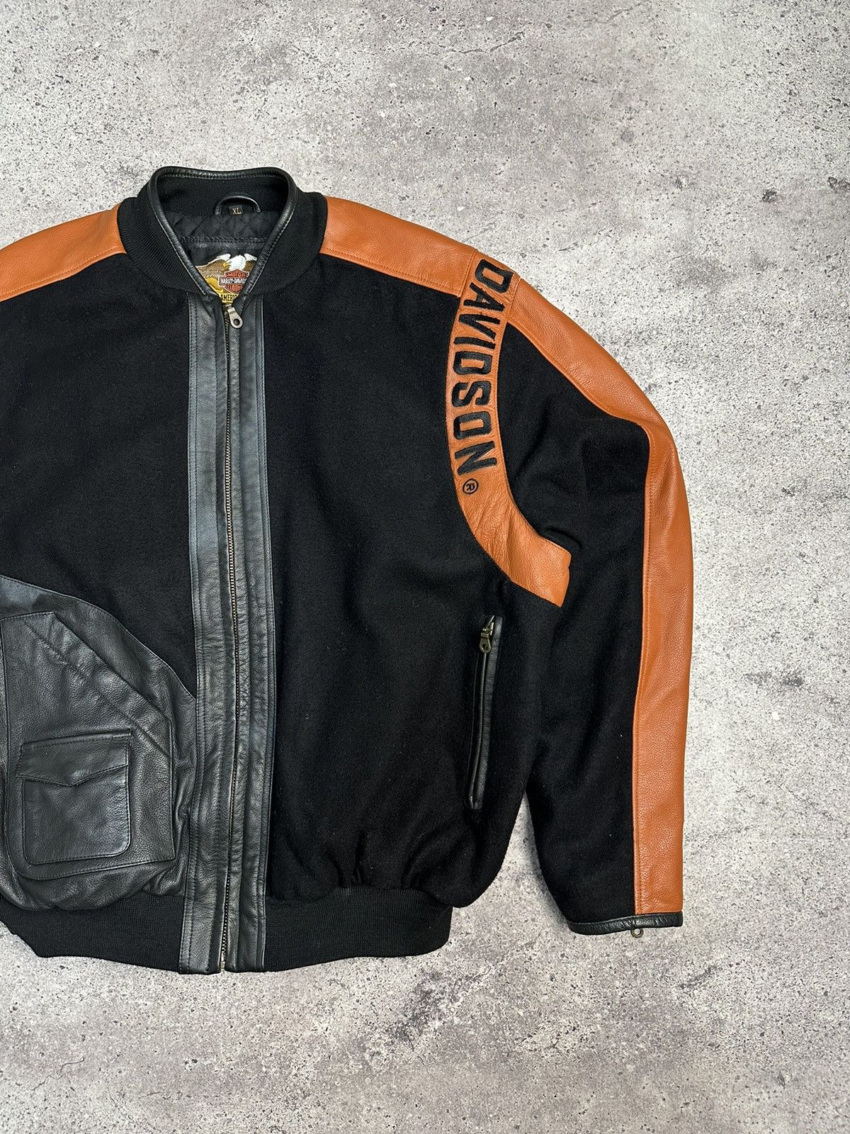 Harley Davidson × Vintage Vintage Harley Davidson Leather/Wool Bomber Jacket Archival Size US XL / EU 56 / 4 - 6 Thumbnail