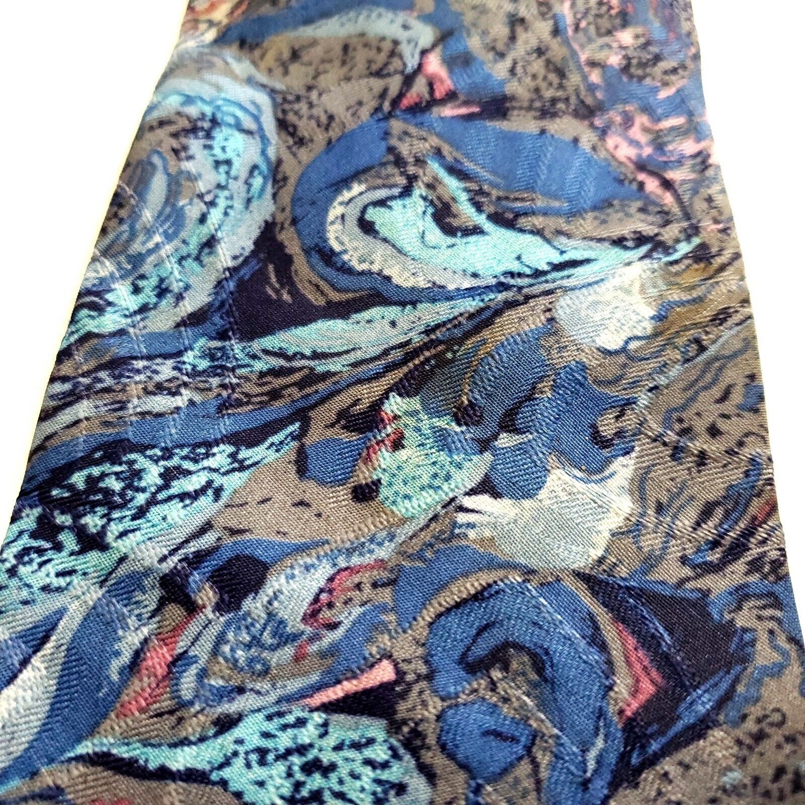 Bugle Boy Bugle Boy USA Floral Print Blue Gray Print Polyester Tie Sho Size ONE SIZE - 2 Thumbnail