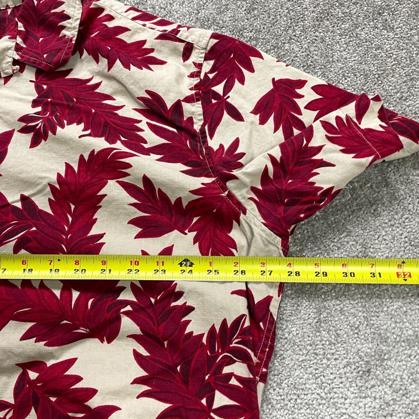 Eddie Bauer VINTAGE Eddie Bauer Weathered Linen Shirt Men 2XL Red Beige Short Sleeve Casual Beach Hawaiian 90s Mens Size US XXL / EU 58 / 5 - 7 Thumbnail