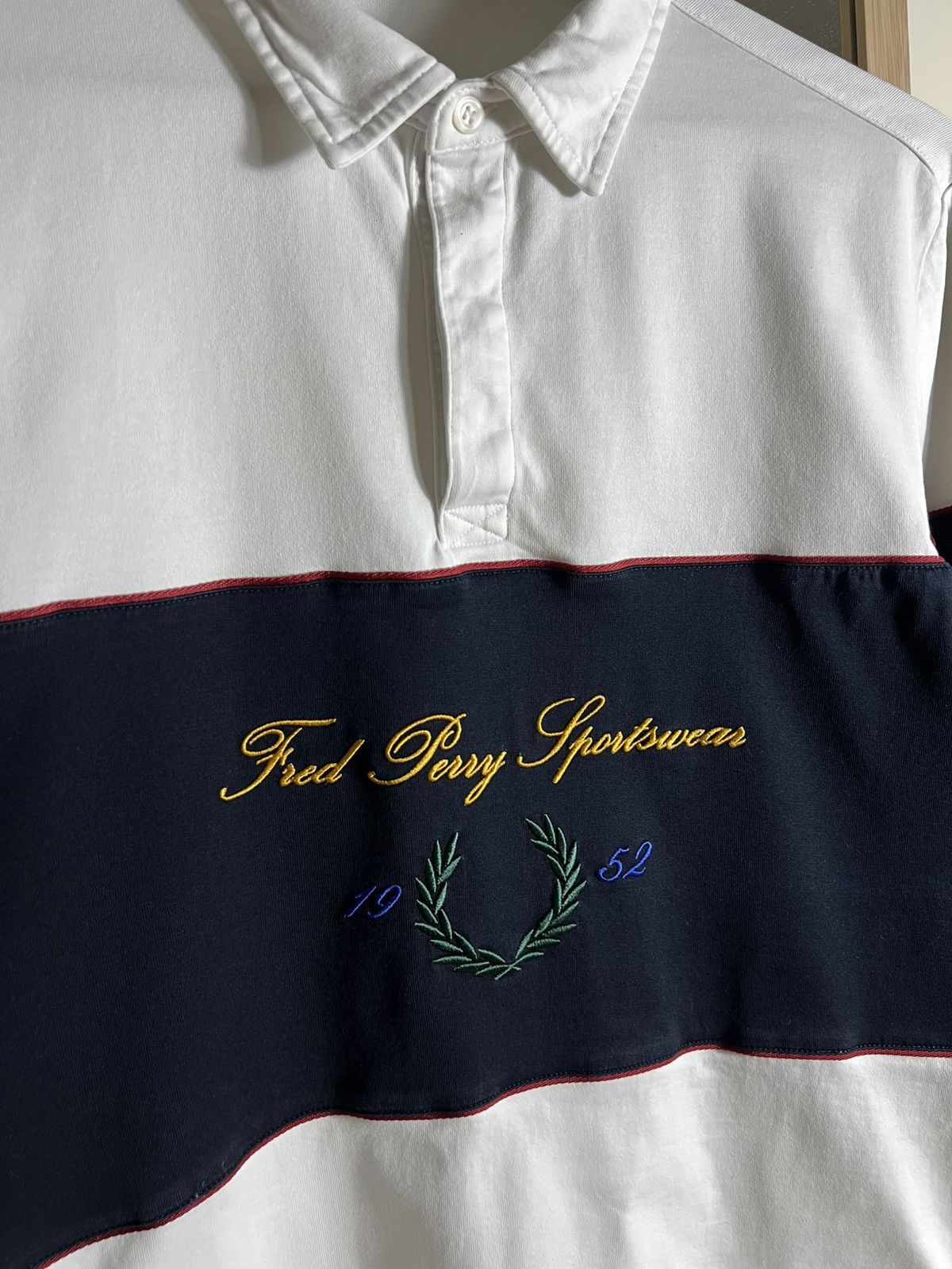 Fred Perry Fred Perry Script Embroidered Logo Rugby Shirt Longsleeve Size US L / EU 52-54 / 3 - 5 Thumbnail