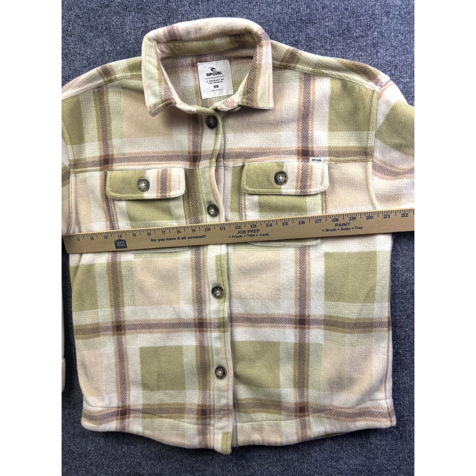 Rip Curl Rip Curl Shirt Jacket Womens XS Beige Plaid Fleece Button Front Pockets Casual Size XS / US 0-2 / IT 36-38 - 5 Thumbnail