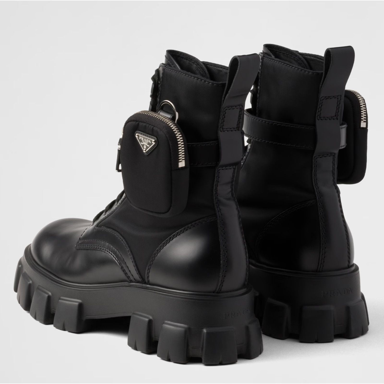 Prada Prada Monolith Black Leather Nylon Lug Sole Combat Boot 41.5 Size US 11.5 / IT 41.5 - 13 Thumbnail