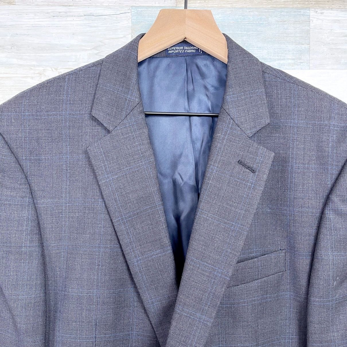 Nautica Nautica Wool Windowpane Suit Gray Two Button Mens 42L 36W Size 42L - 3 Thumbnail