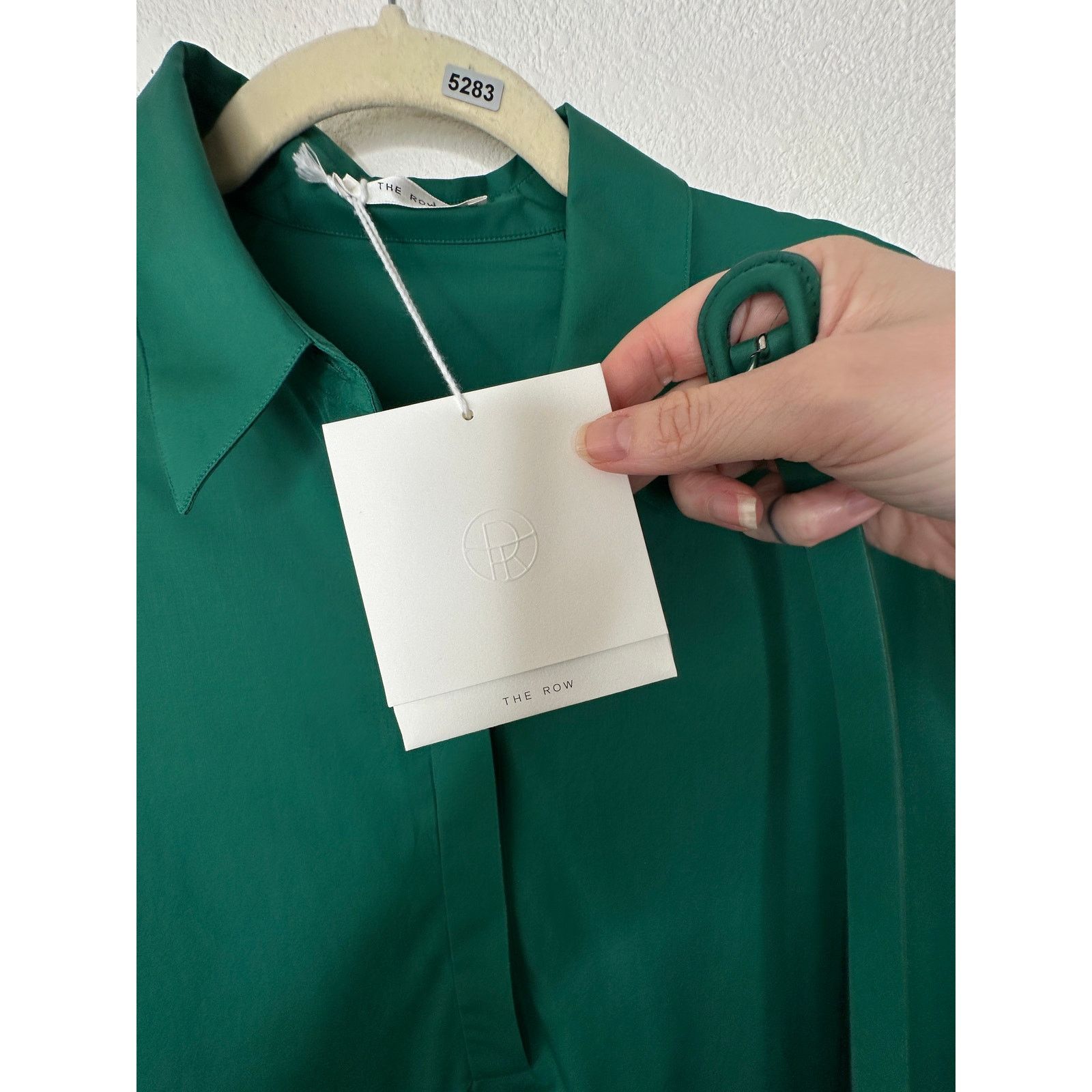 The Row NWT The Row Green Long Sleeve 3/4 Button Belted Shirtdress L Size L / US 10 / IT 46 - 13 Thumbnail