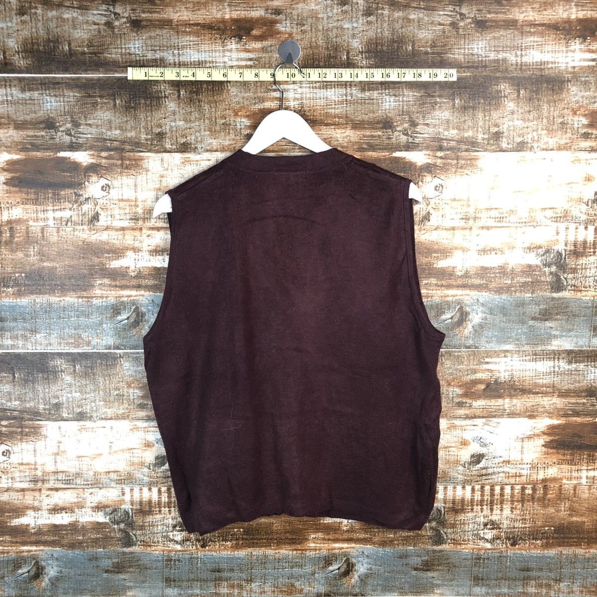Homespun Knitwear × Japanese Brand Blue Motion Maroon vintage Vest Knitwear #A1310 Size M / US 6-8 / IT 42-44 - 16 Thumbnail