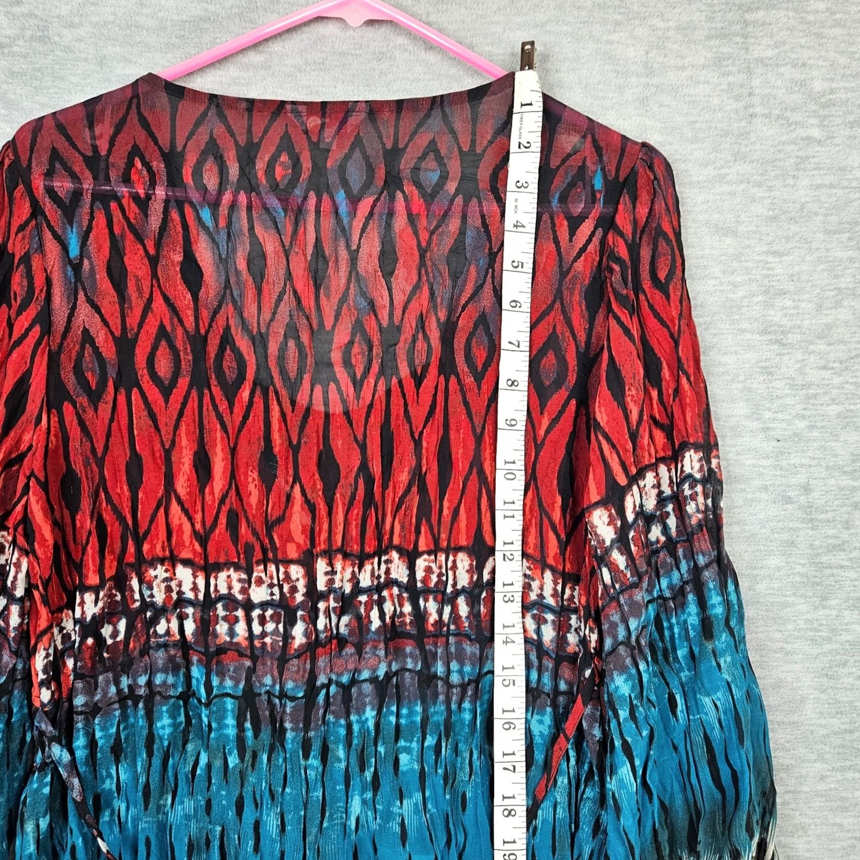 Bell Per una M&S Blouse Size 14 Women's Long Bell Sleeve Tie-dye pattern Stretch Size XL / US 12-14 / IT 48-50 - 3 Thumbnail