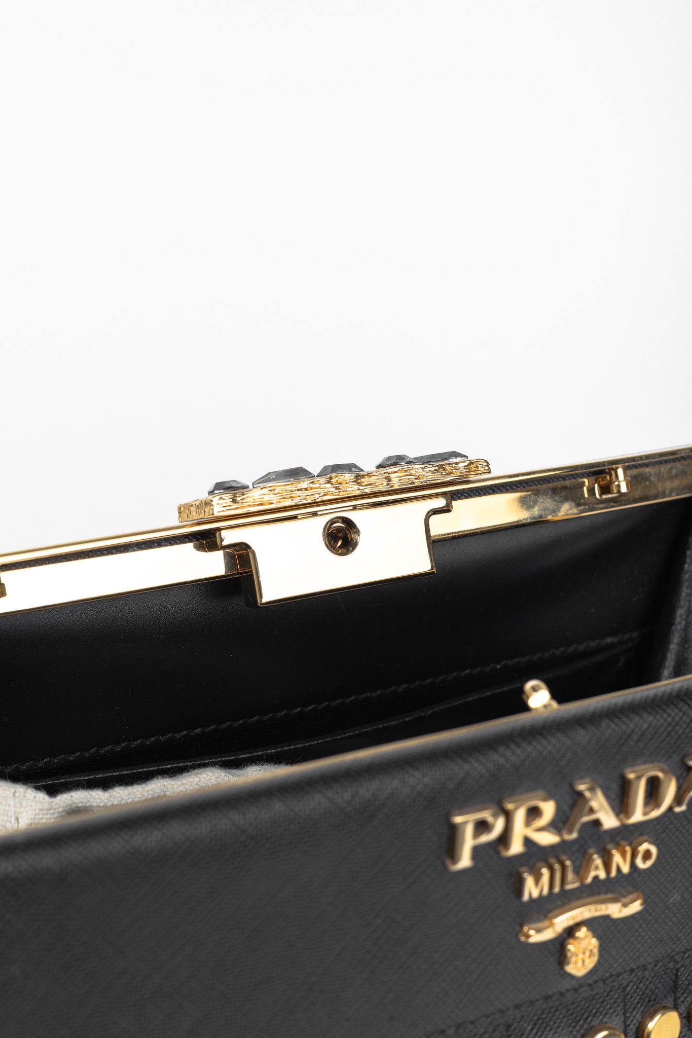 Prada Prada Saffiano Leather Studded Fringe Frame Shoulder Bag Size ONE SIZE - 12 Thumbnail