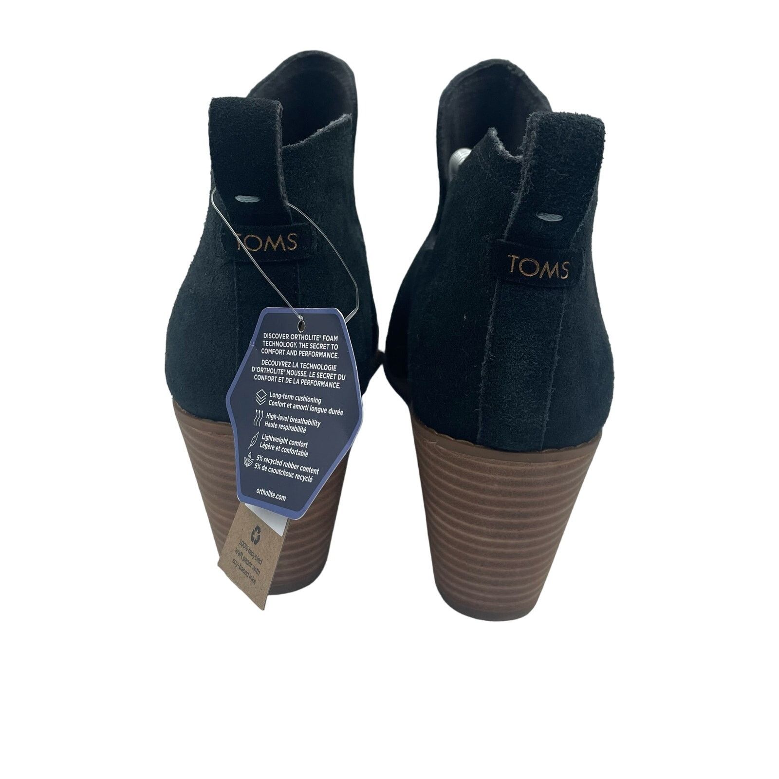 Toms TOMS Kallie Black Suede Wedge Bootie Ankle Slip On Casual 11 Size US 11 / IT 41 - 4 Thumbnail