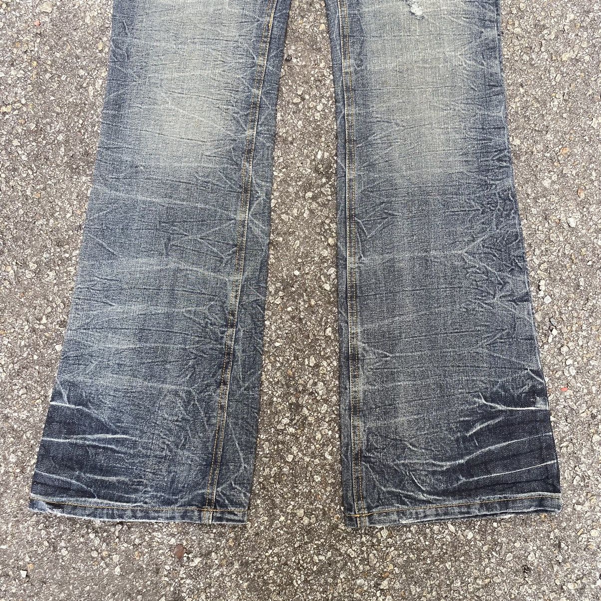 If Six Was Nine Flare Jeans Lowbox Low Rise Distressed Denim Faded Boot Cut Size US 31 - 3 Thumbnail
